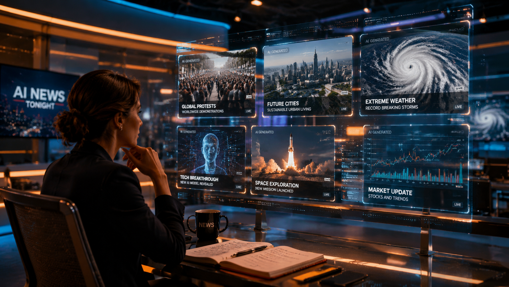 Illustration: text to video ai for news clips