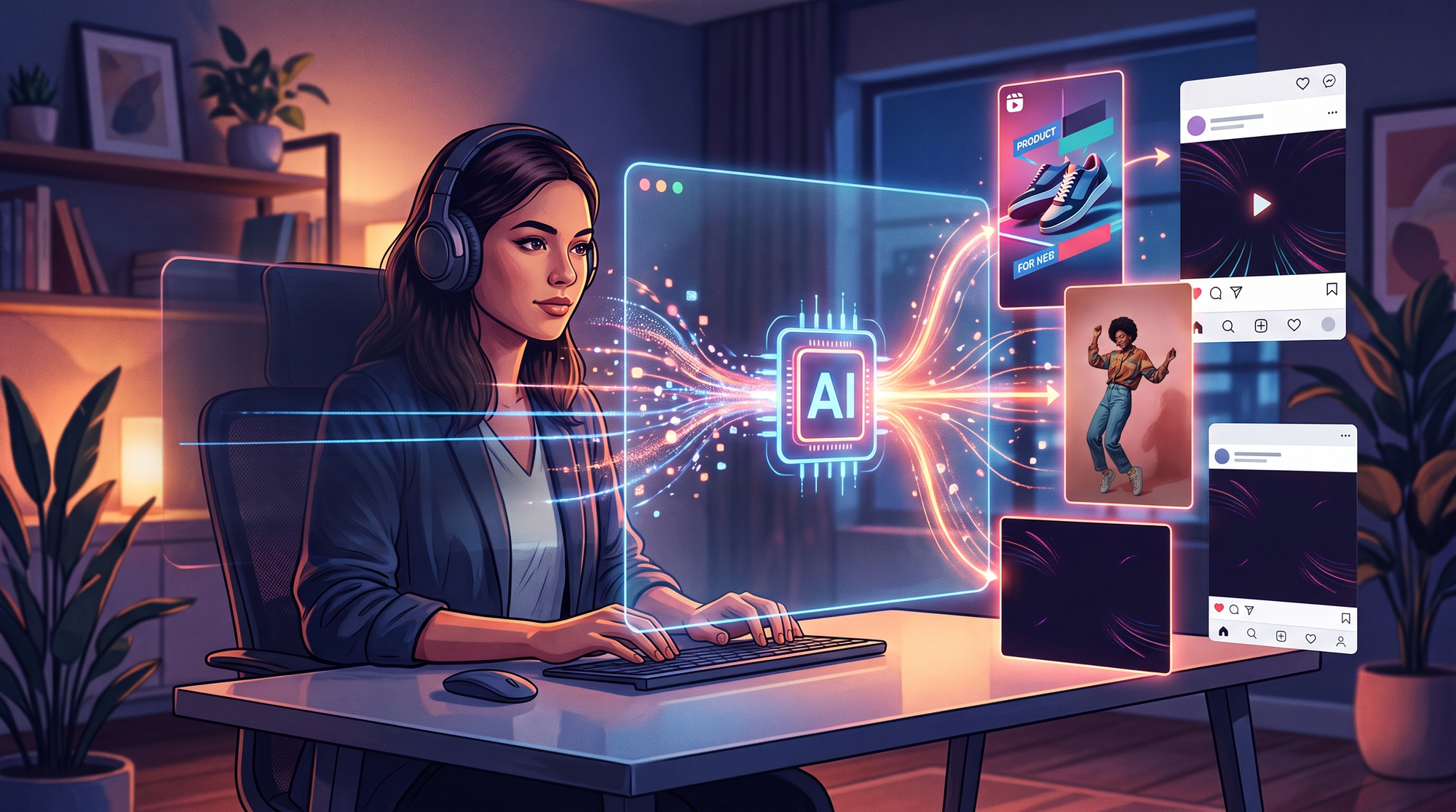 Illustration: text to video ai for social media ads