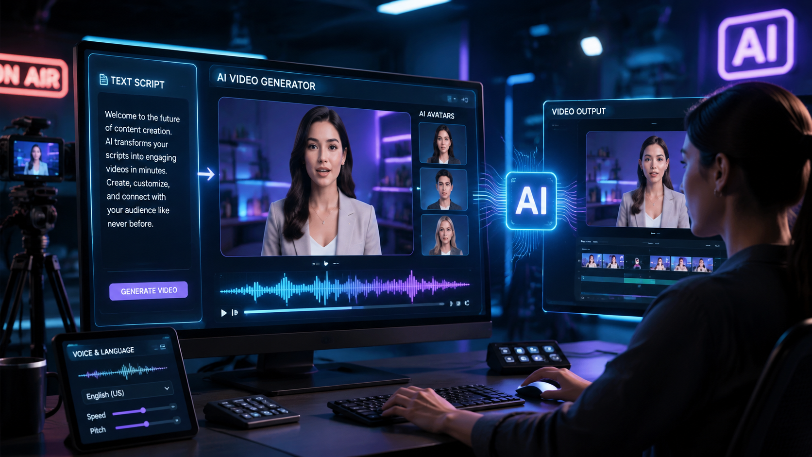 Illustration: text to video ai with natural sounding voices
