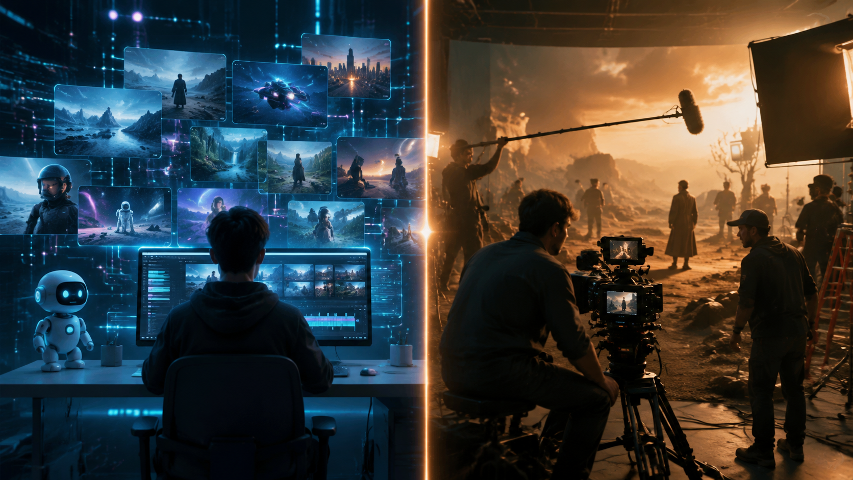 Illustration: ai video generator vs manual video production