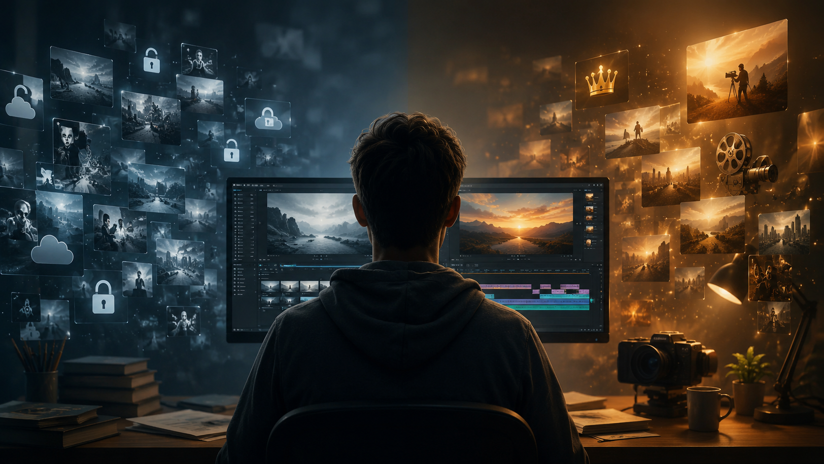 Illustration: free vs paid ai video tools 2026