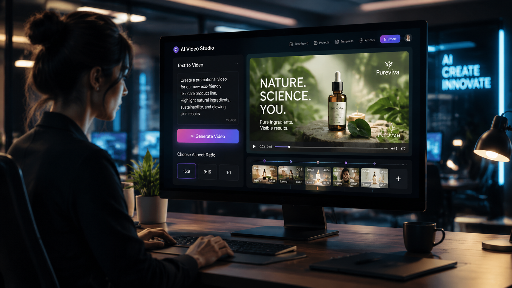 Illustration: text to video ai with brand templates
