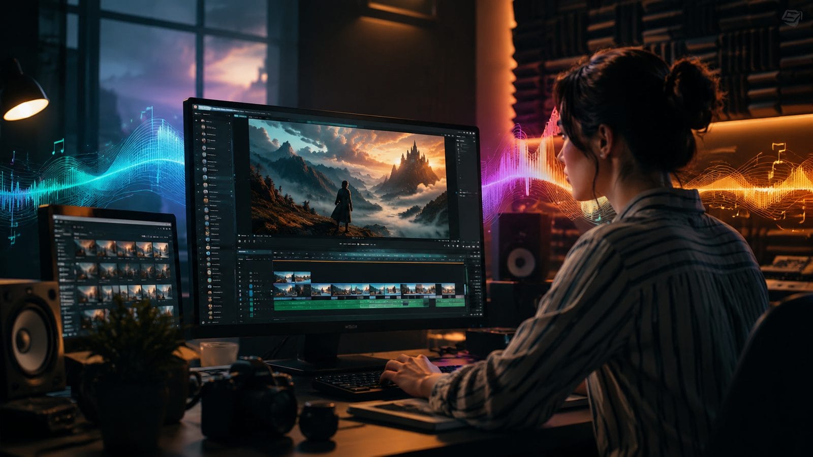 Illustration: text to video ai with royalty-free music