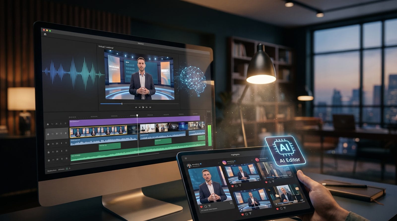 Illustration: ai video editing for webinar clips