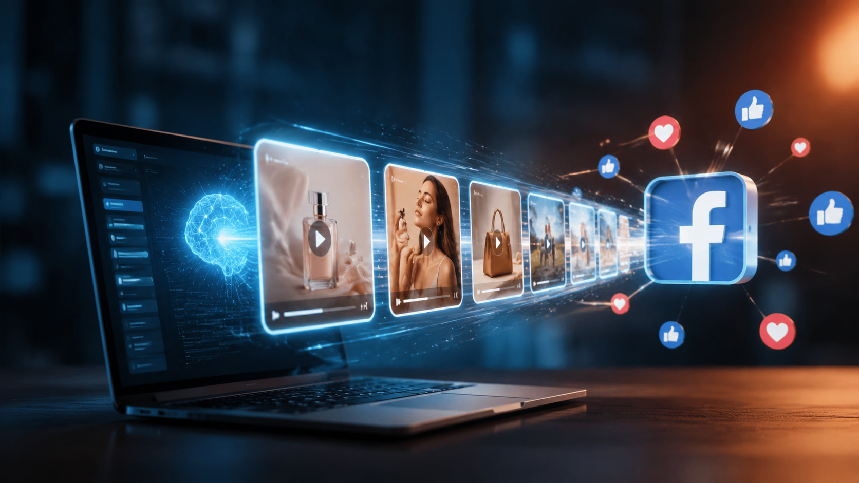 Illustration: text to video ai for facebook ads