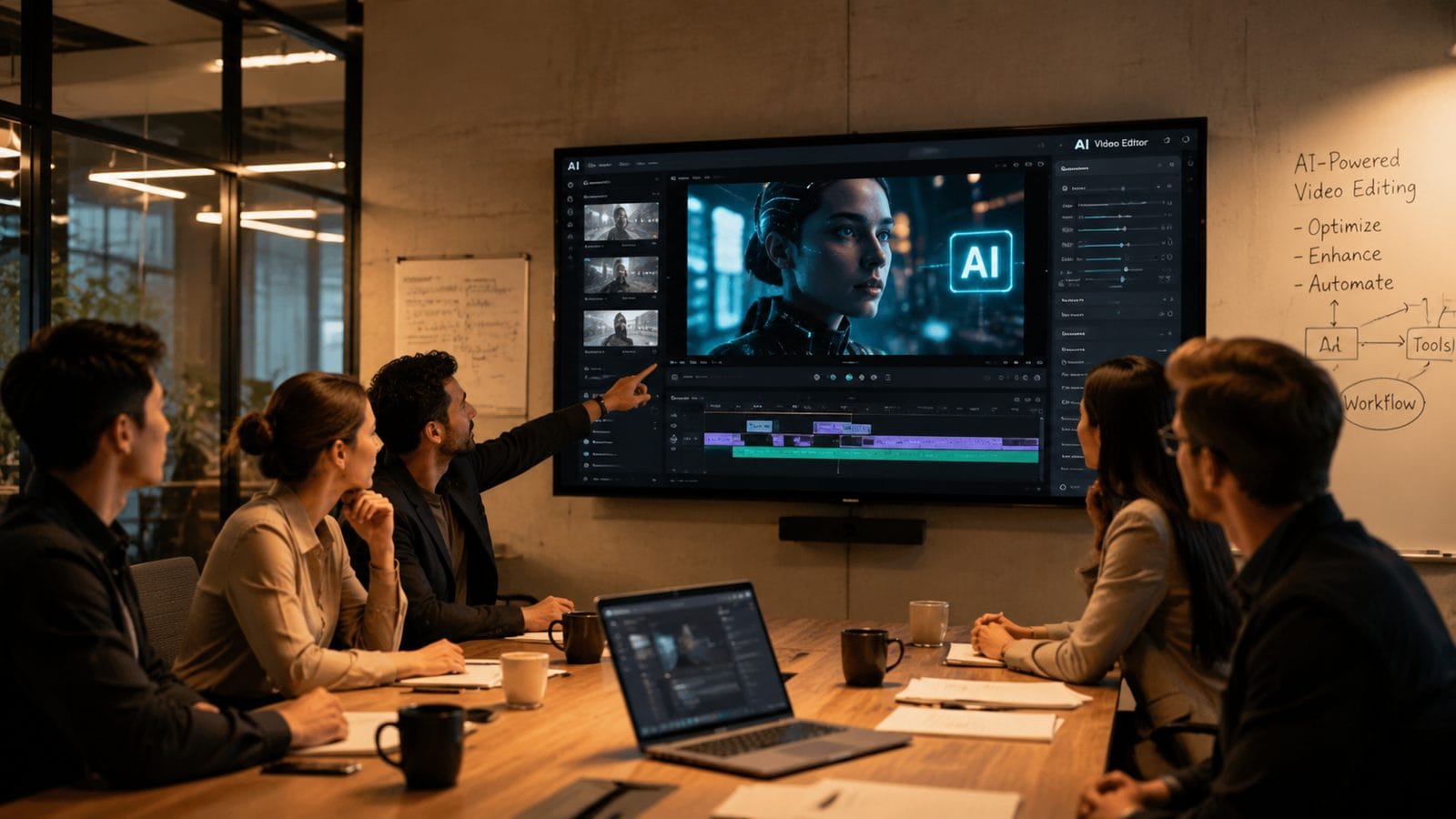 Illustration: ai video editing for corporate videos