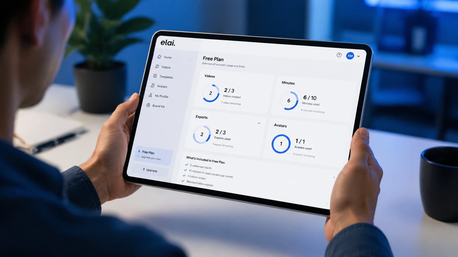 Illustration: free plan limits in elai io