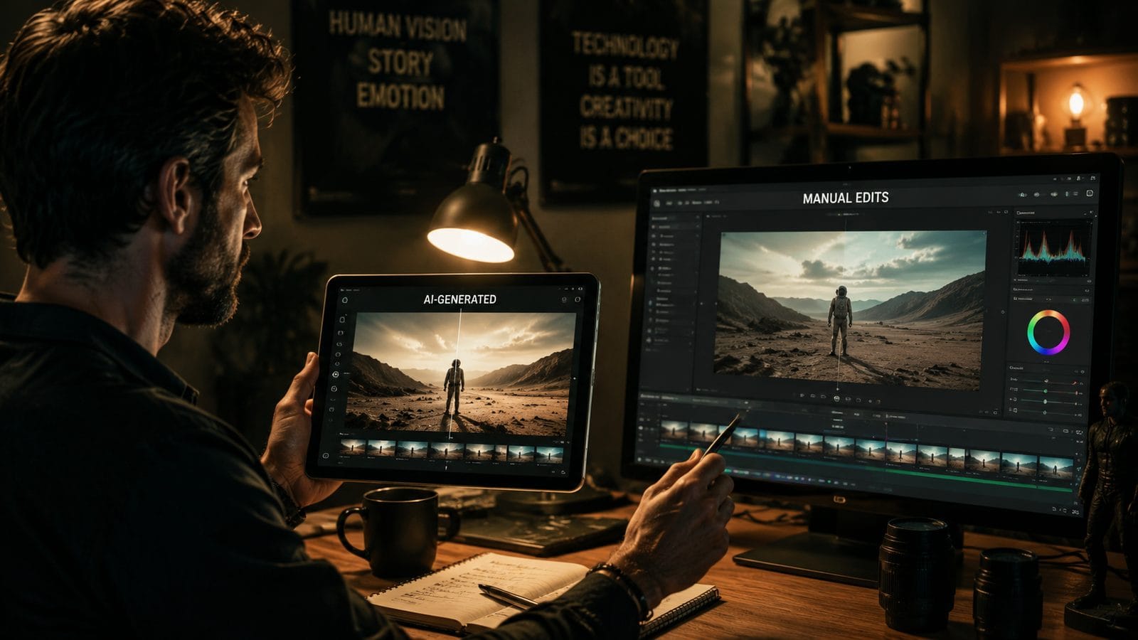 Illustration: ai video editing vs manual editing pros and cons