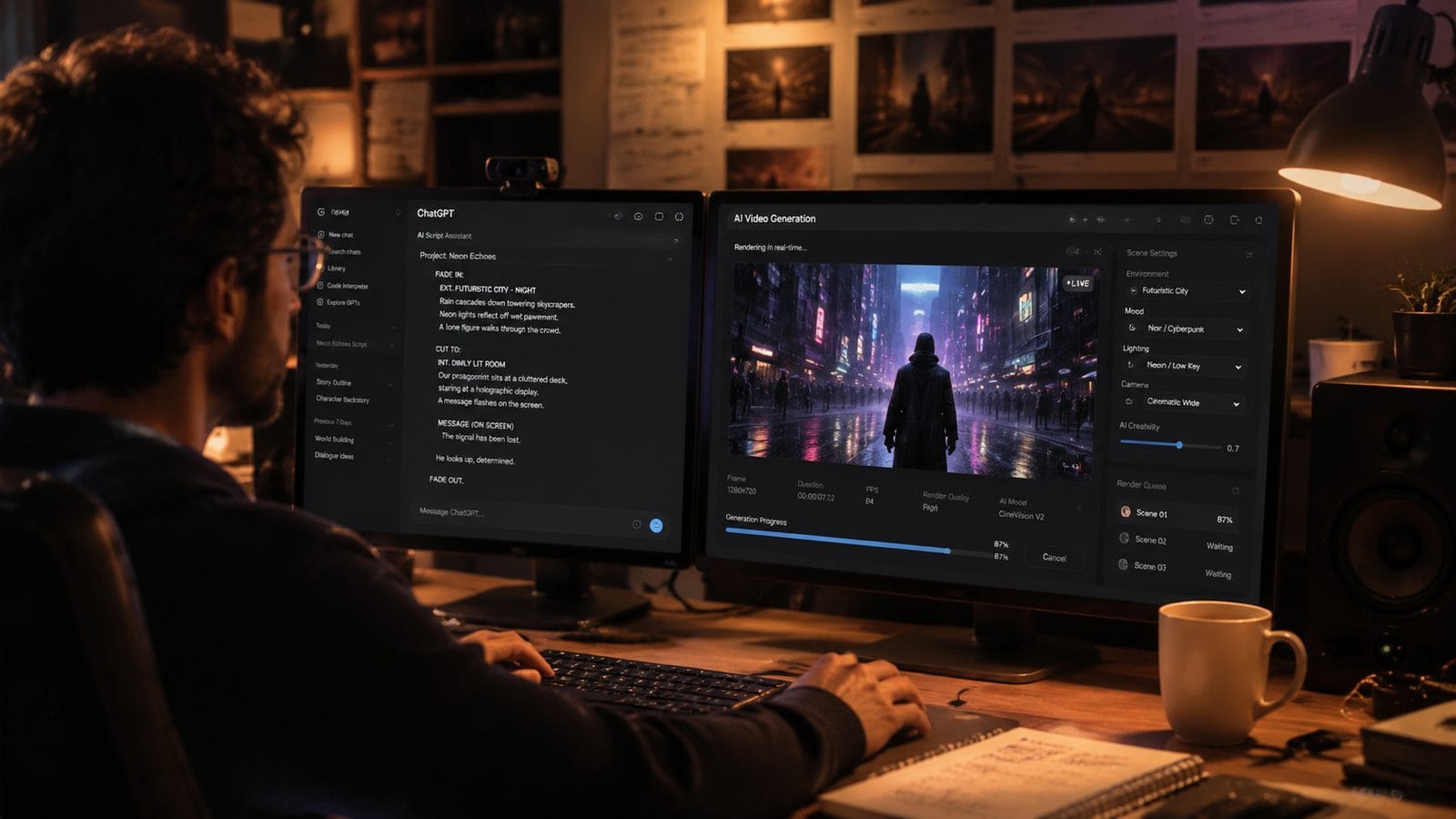 Illustration: ai video + chatgpt script workflow