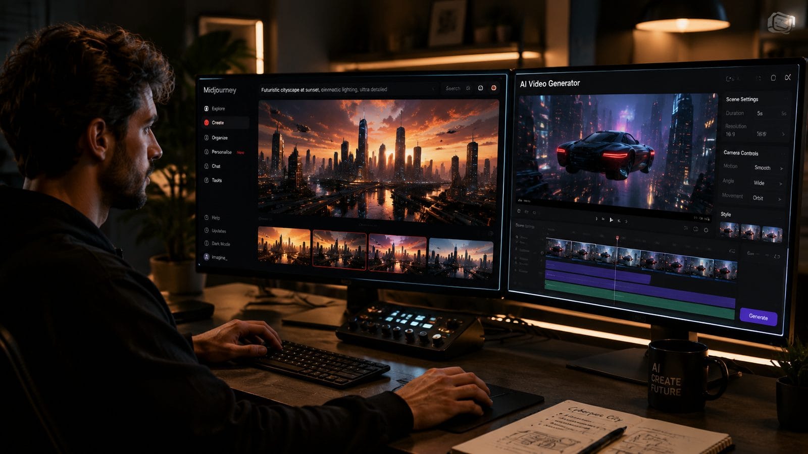 Illustration: midjourney + ai video generator workflow