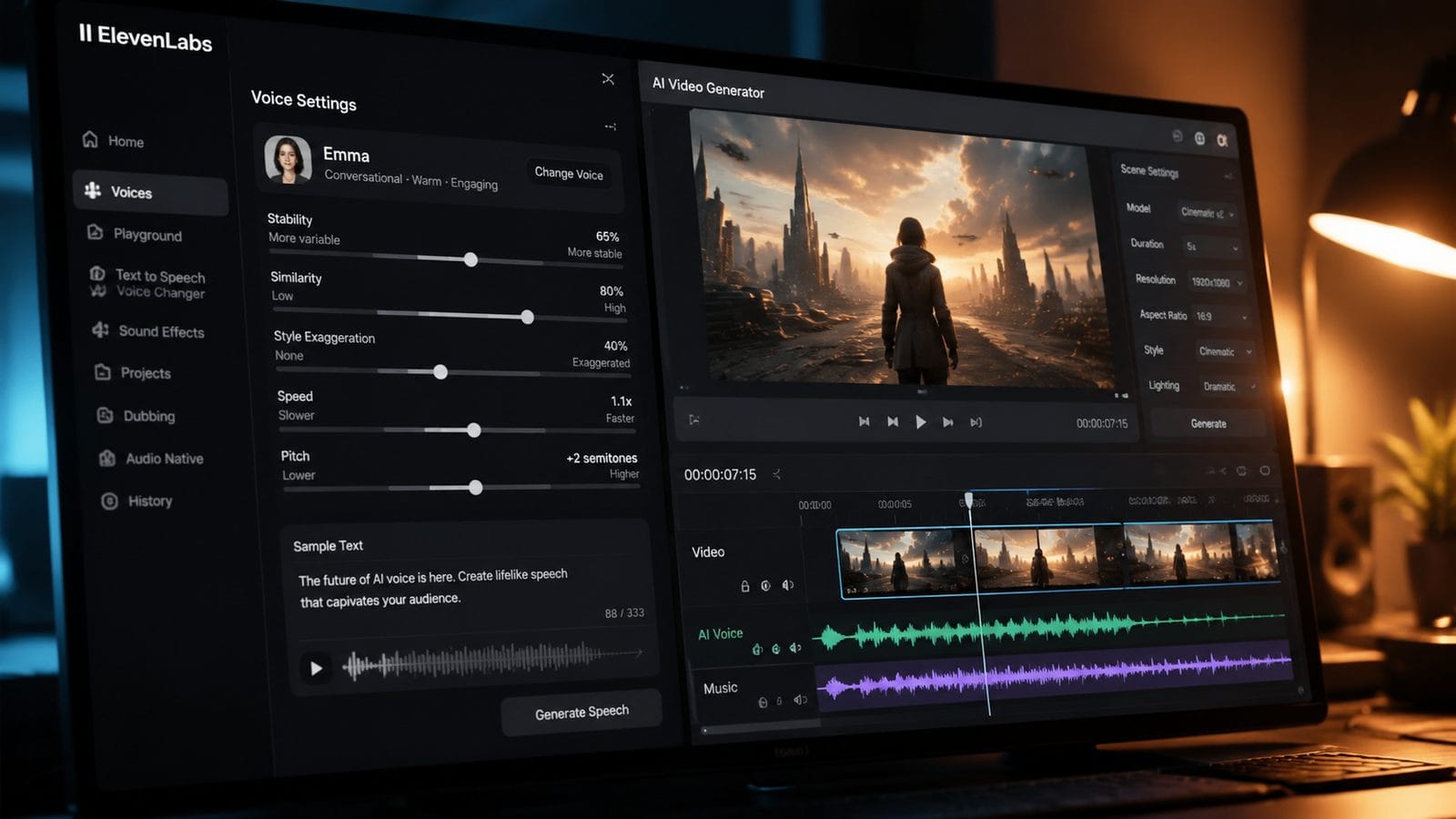 Illustration: combining elevenlabs with ai video generators