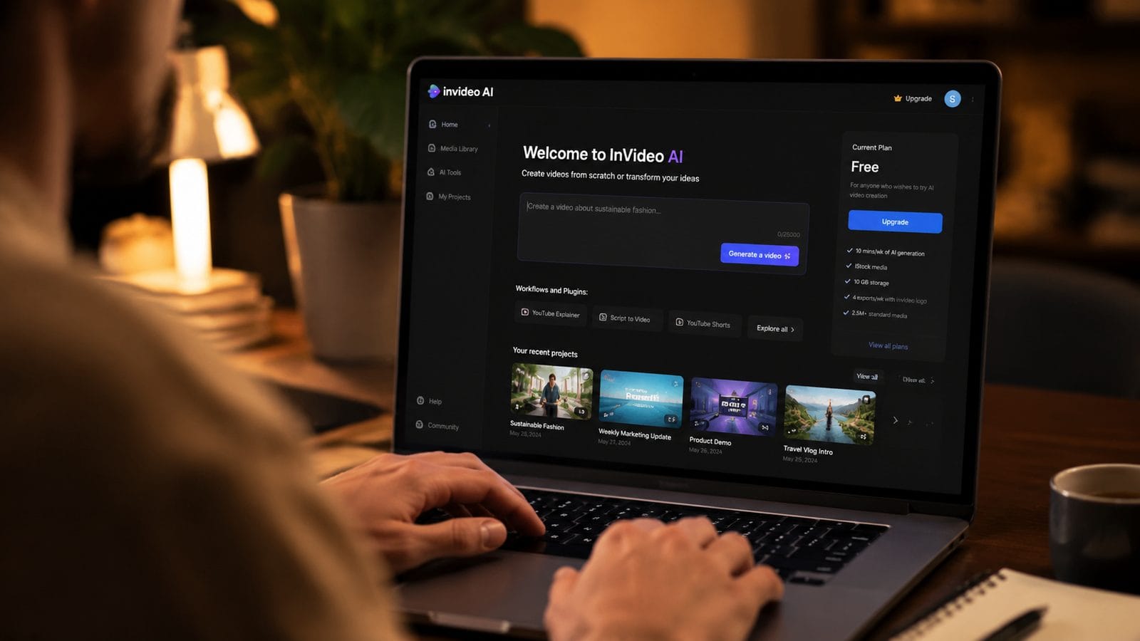 Illustration: pricing of invideo ai free plan