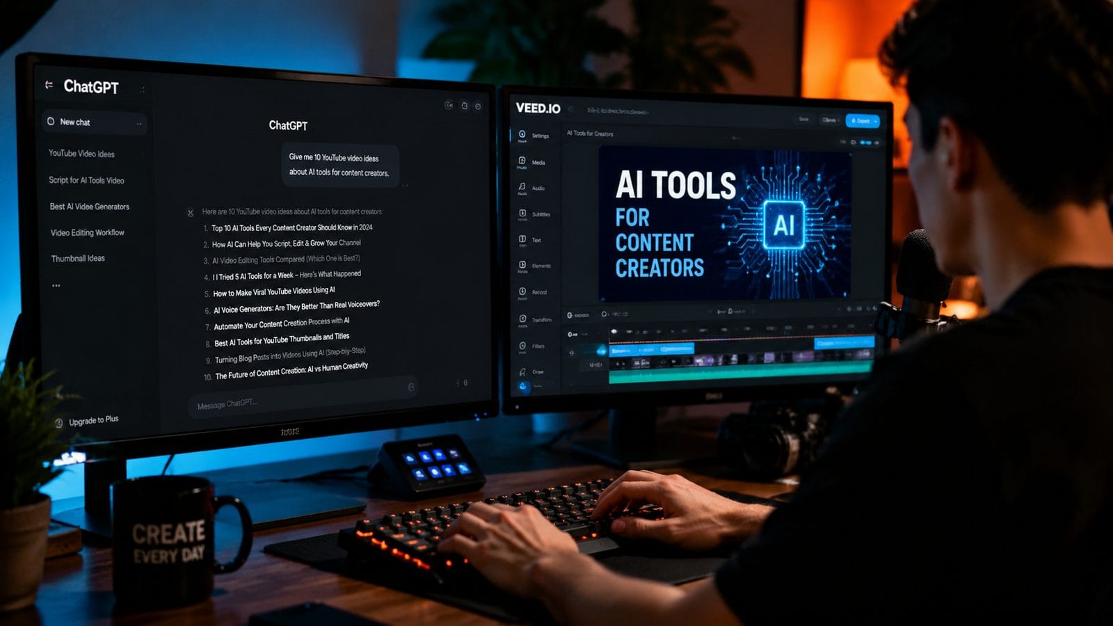 Illustration: chatgpt + veed.io content workflow