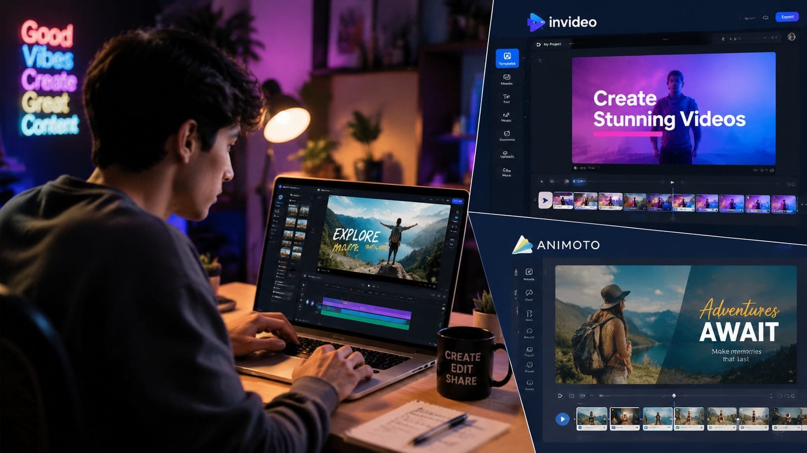 Illustration: invideo vs animoto for social media
