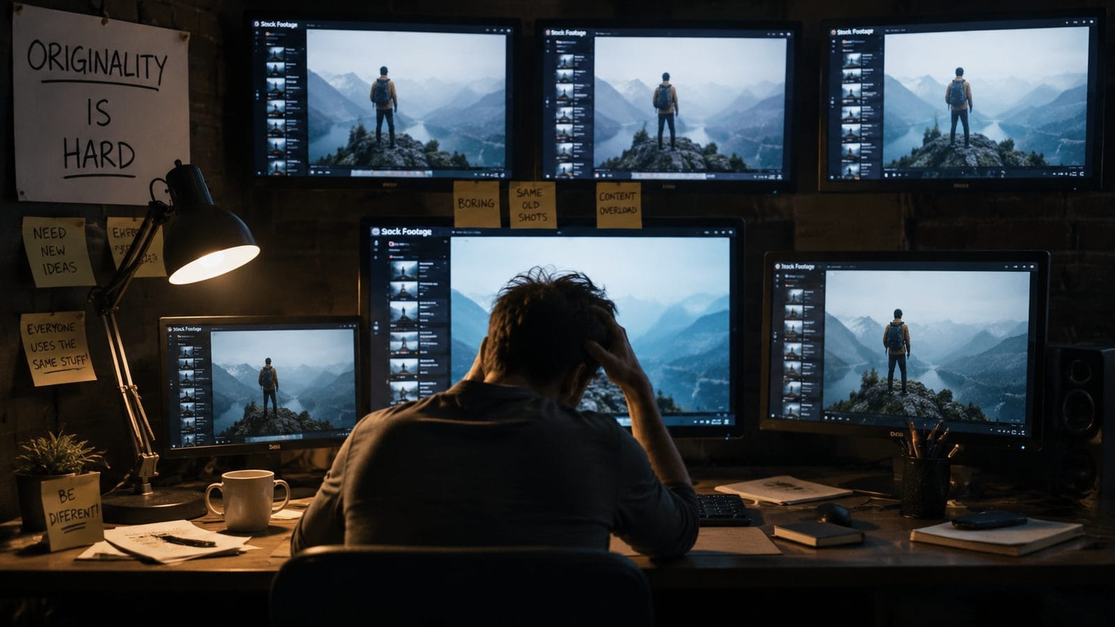 Illustration: overusing stock footage in ai videos
