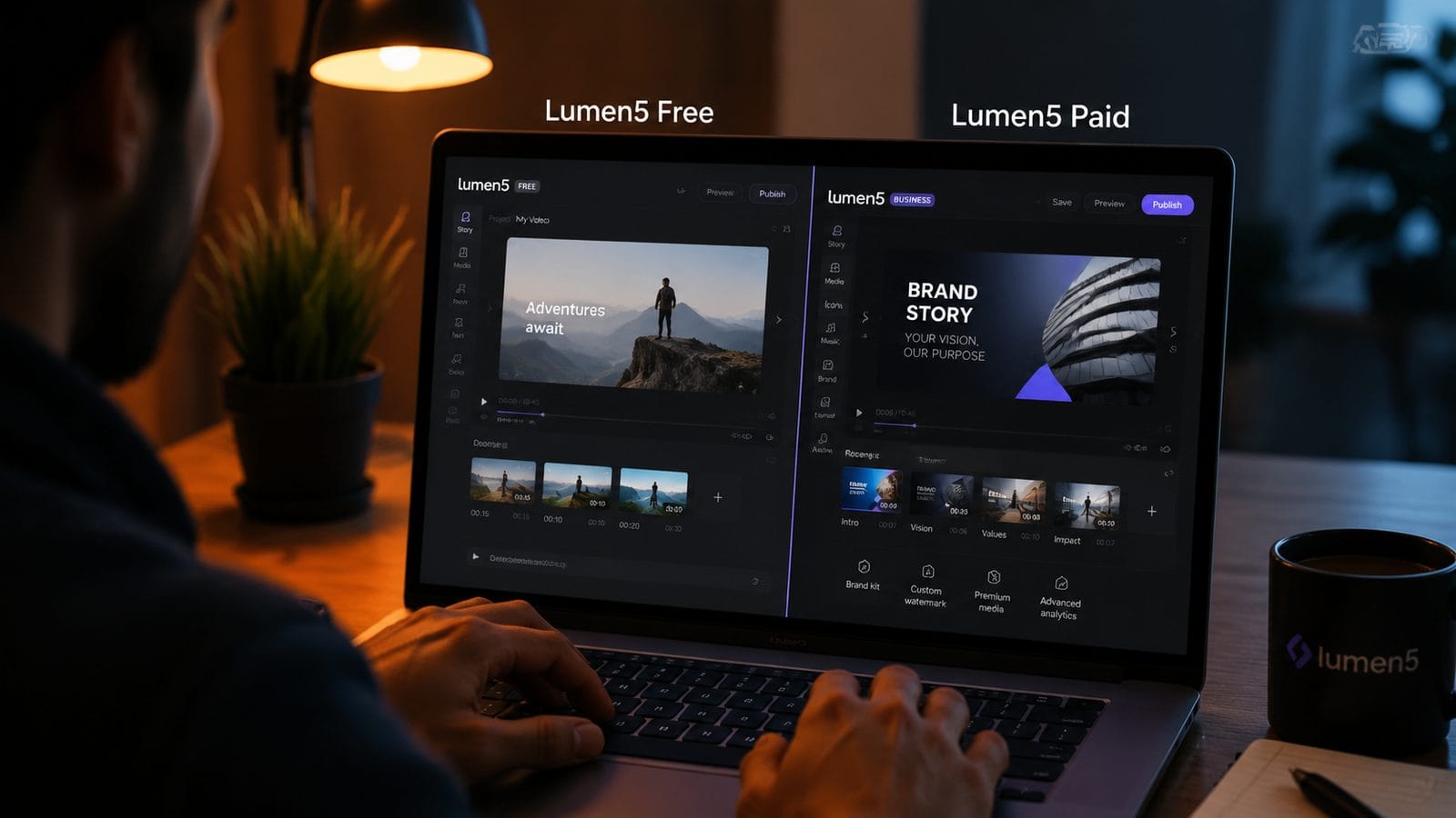 Illustration: lumen5 free vs paid features