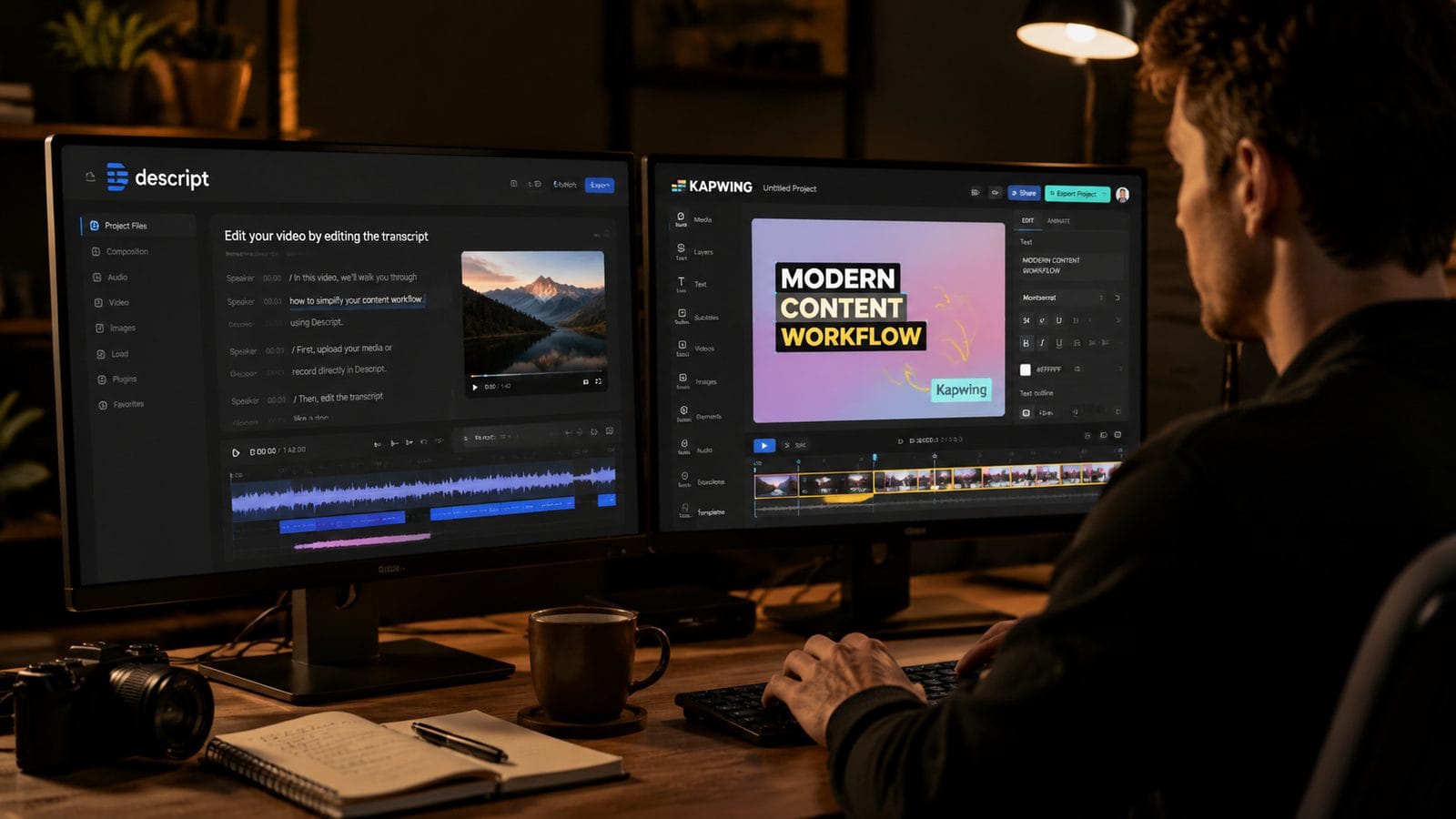 Illustration: descript vs kapwing for ai video editing