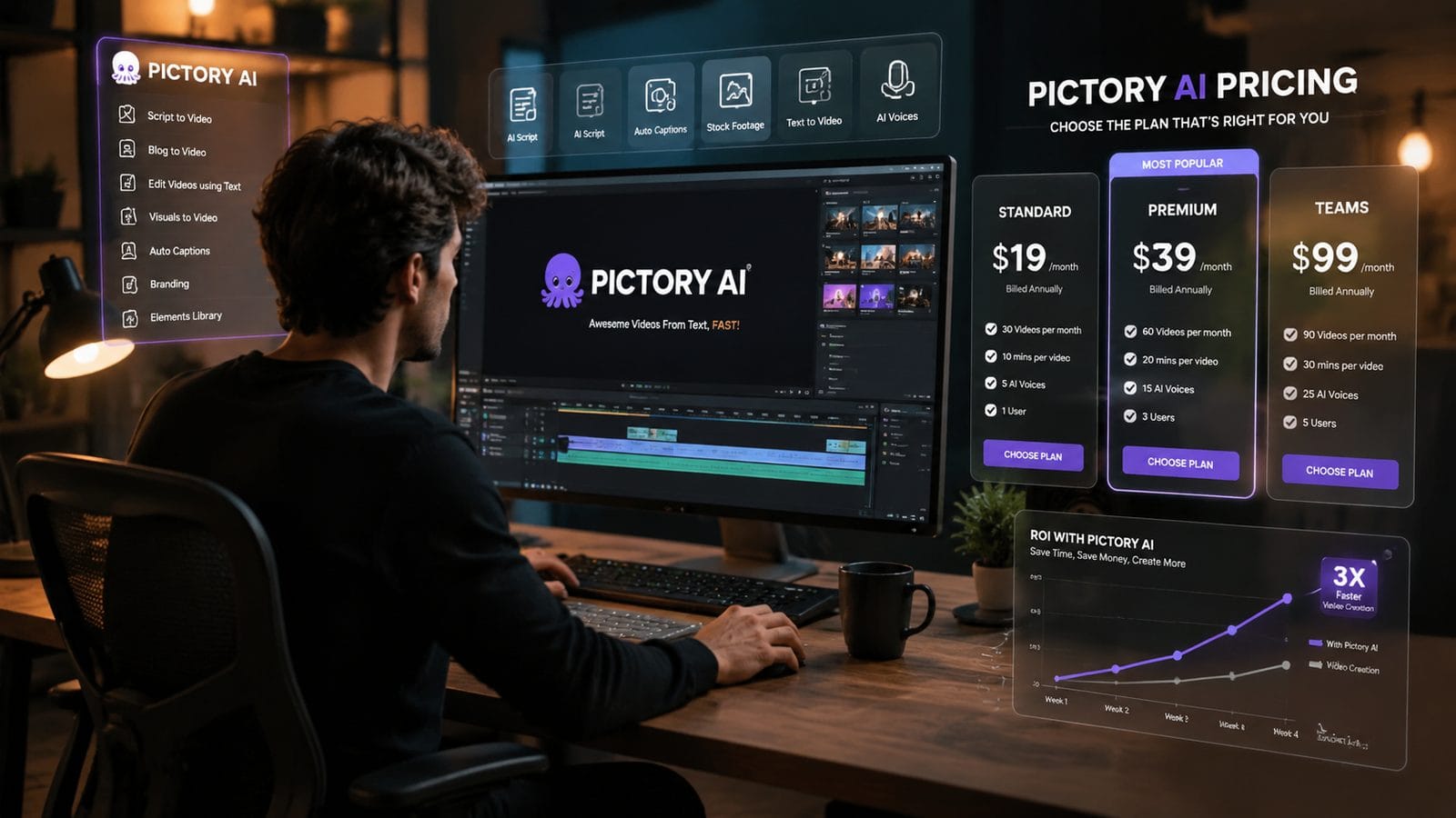 Illustration: pricing breakdown for pictory ai video tool