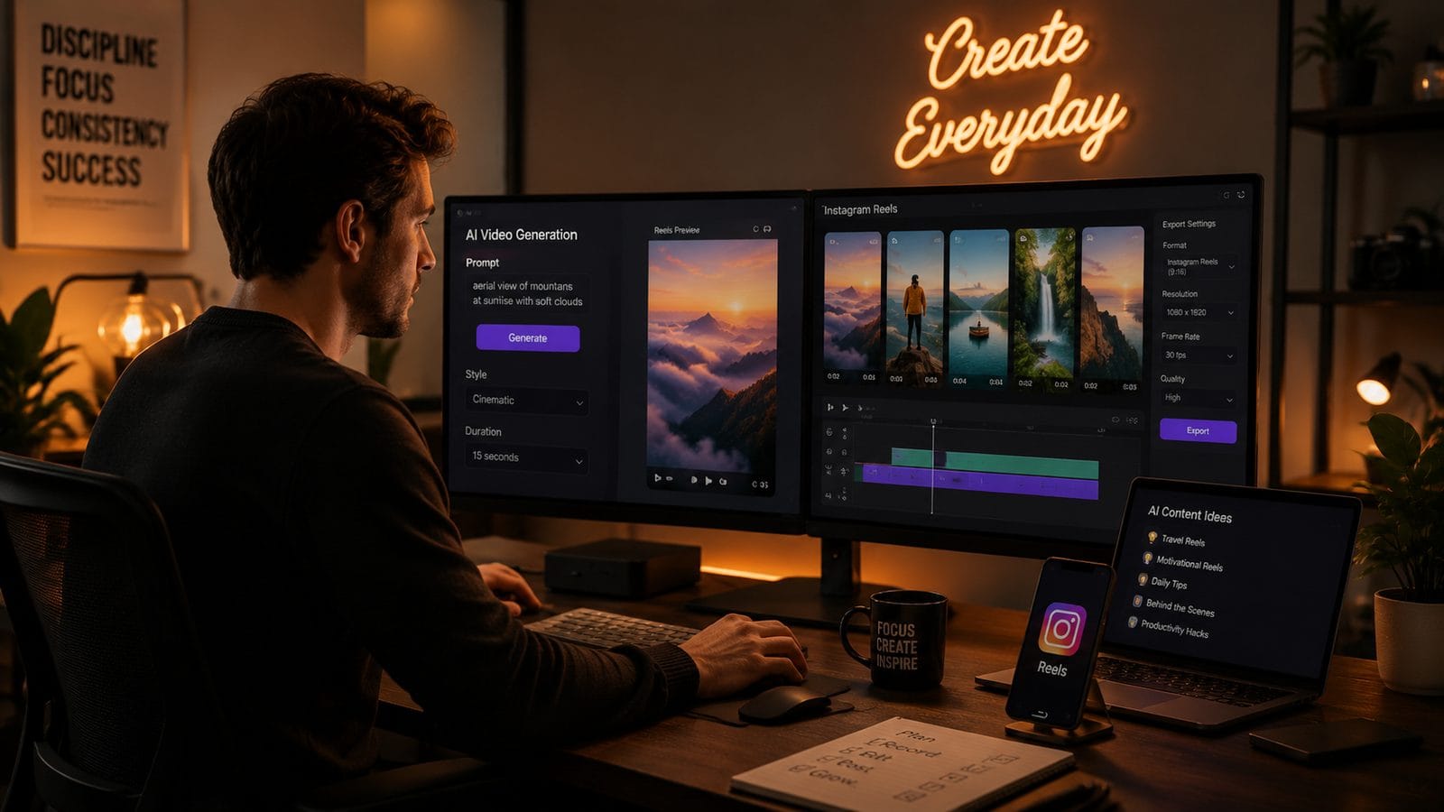 Illustration: automating instagram reels with ai tools
