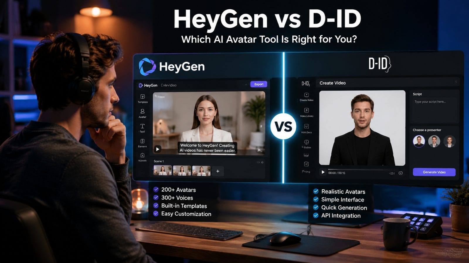 Illustration: heygen vs d-id for digital avatar videos