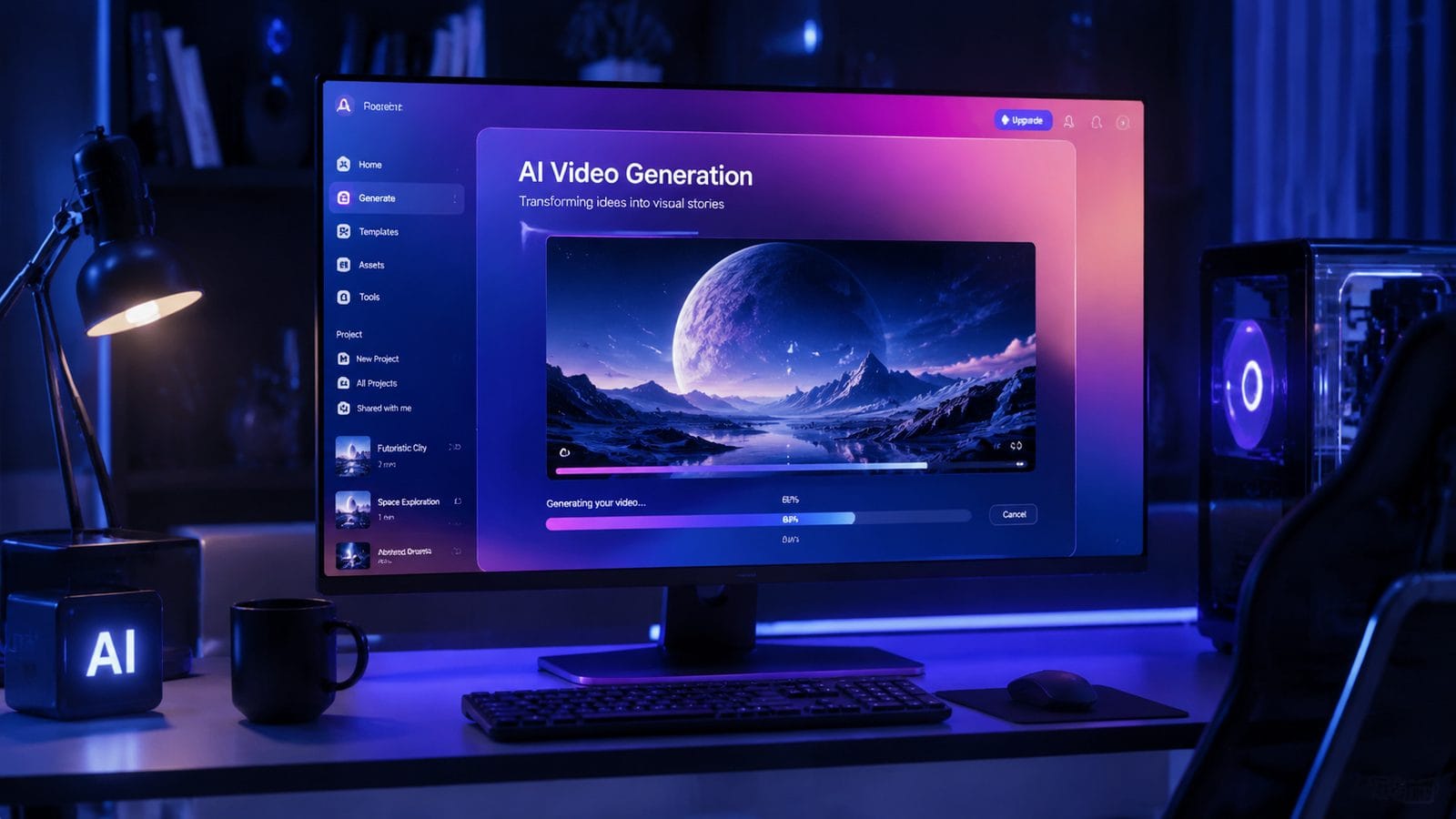 Illustration: ai video generation with gradient