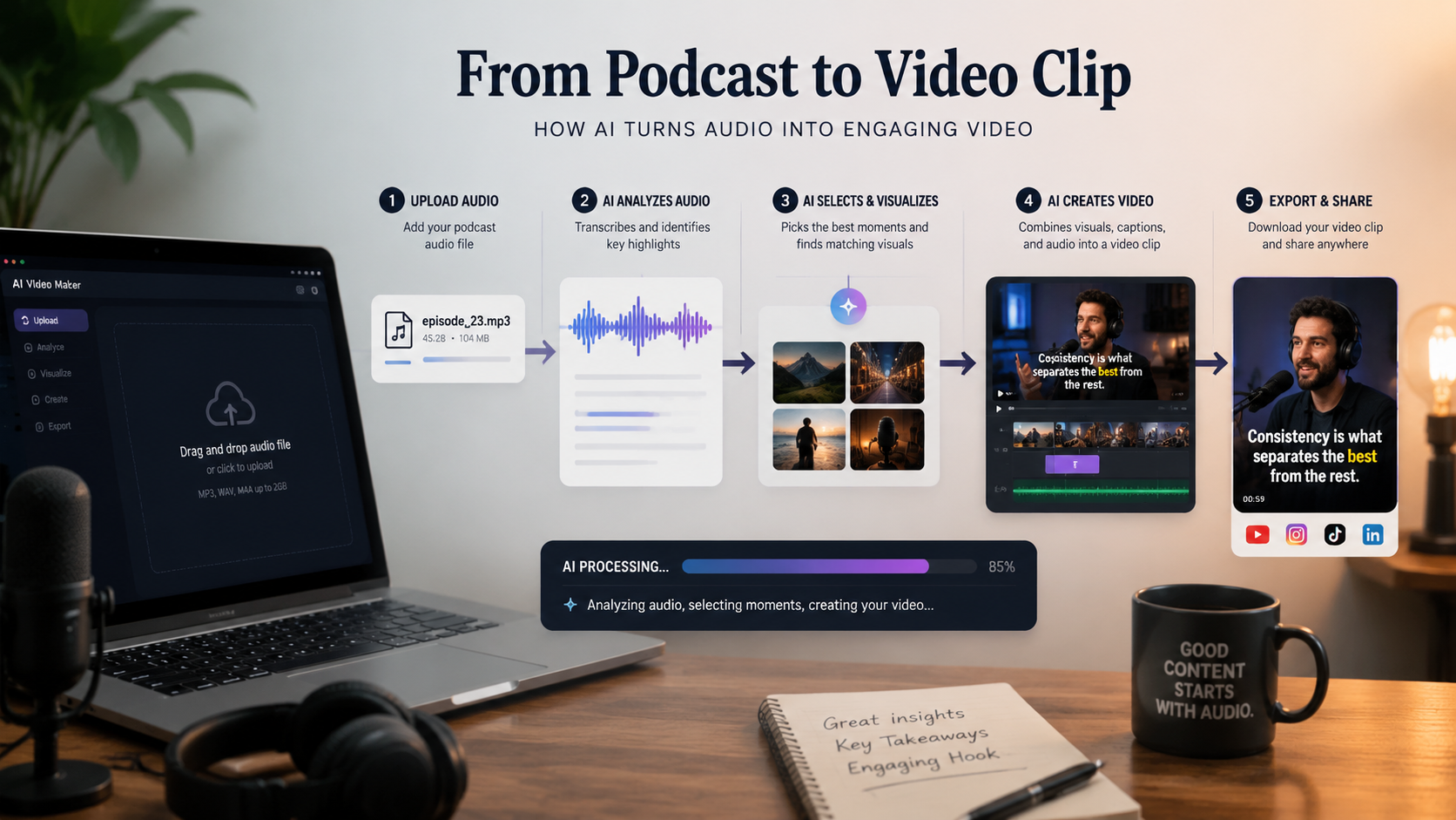 best ai video generator for podcast clips workflow