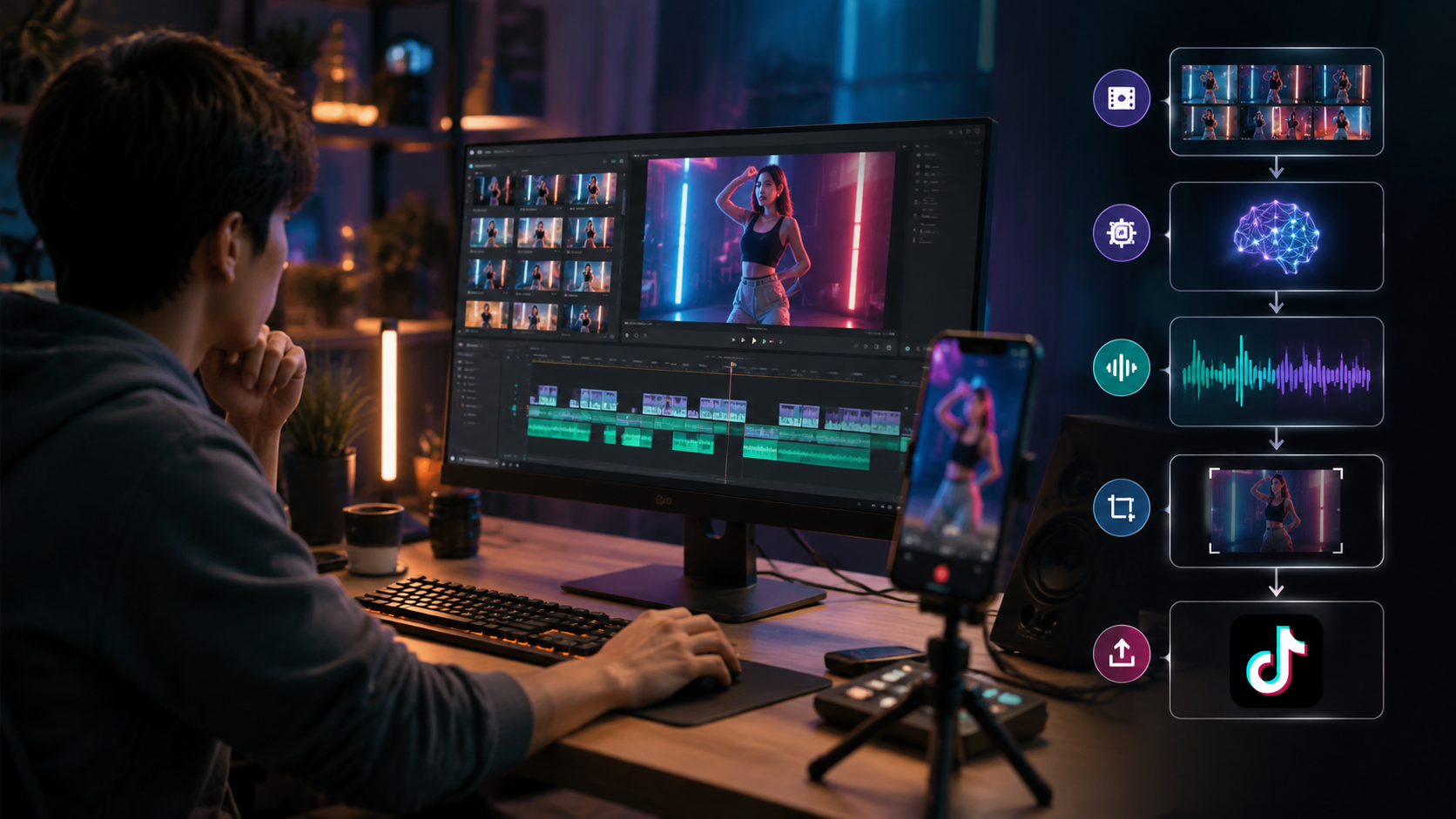 ai video editing for tiktok tutorials workflow