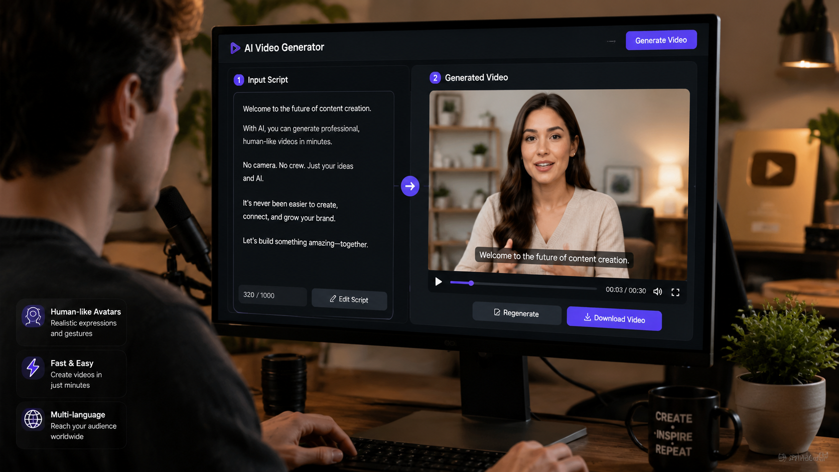 ai video generator with human-like avatars workflow
