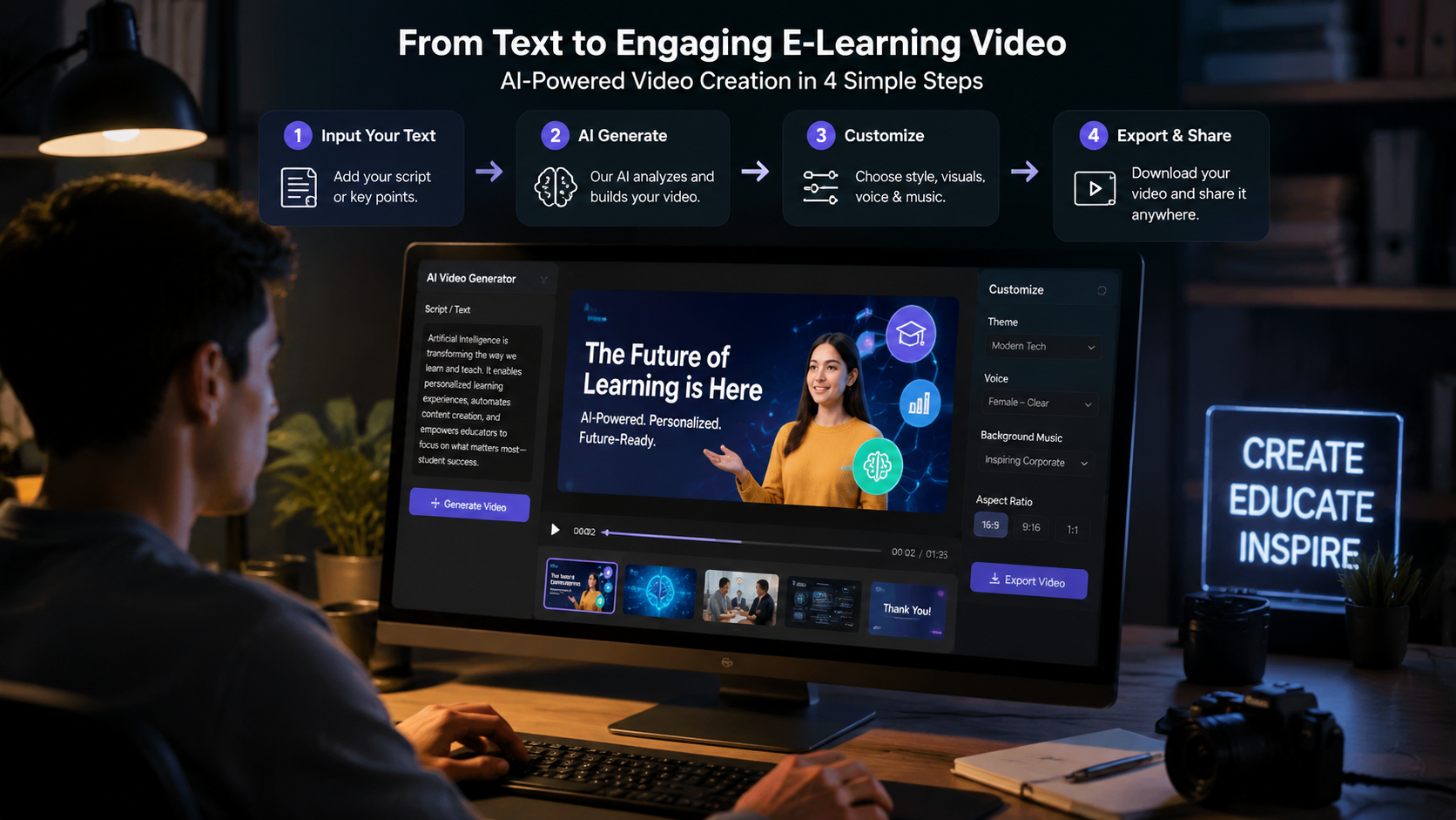 ai video generator for e-learning courses workflow
