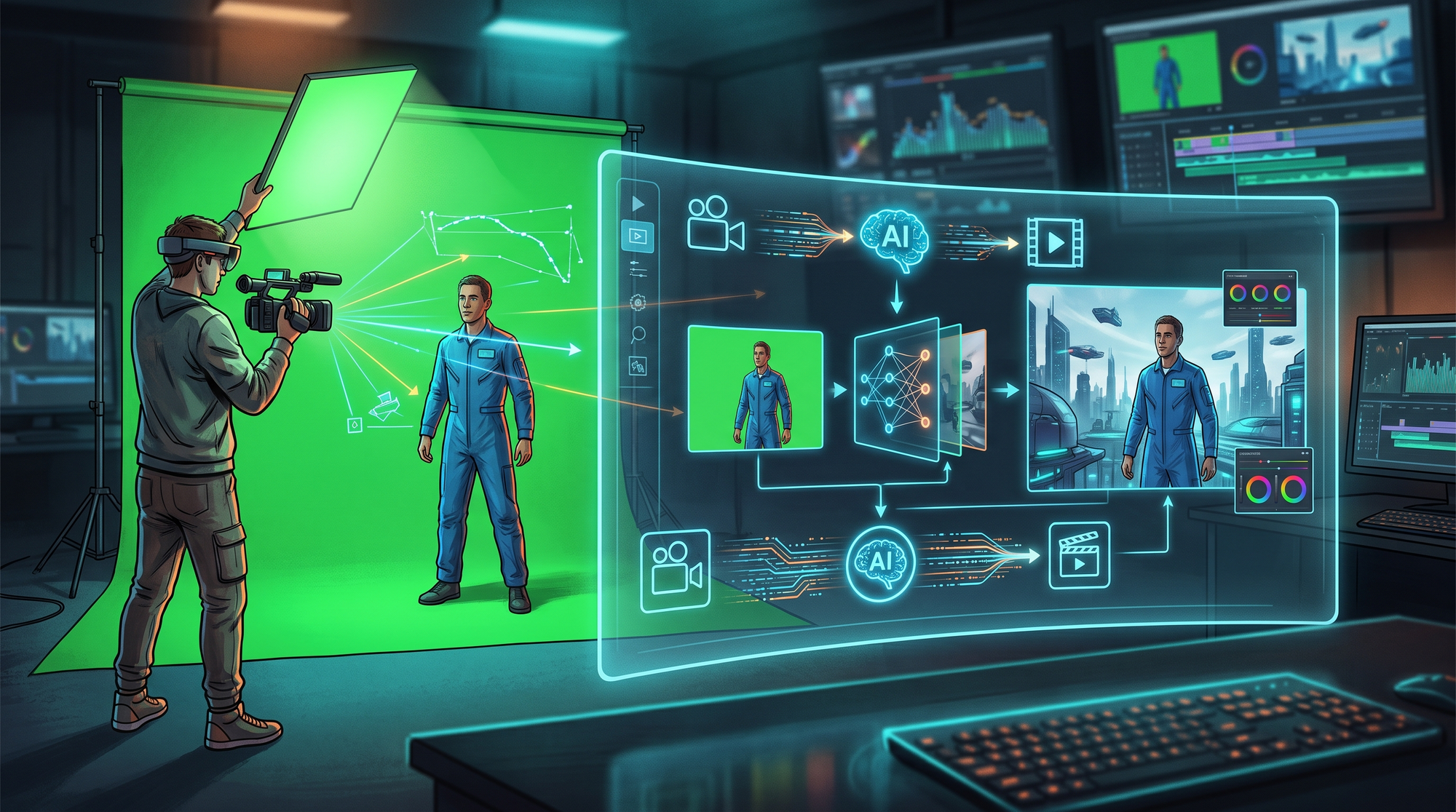 ai video editing software with green screen workflow