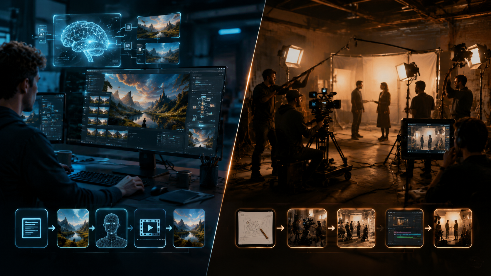 ai video generator vs manual video production workflow