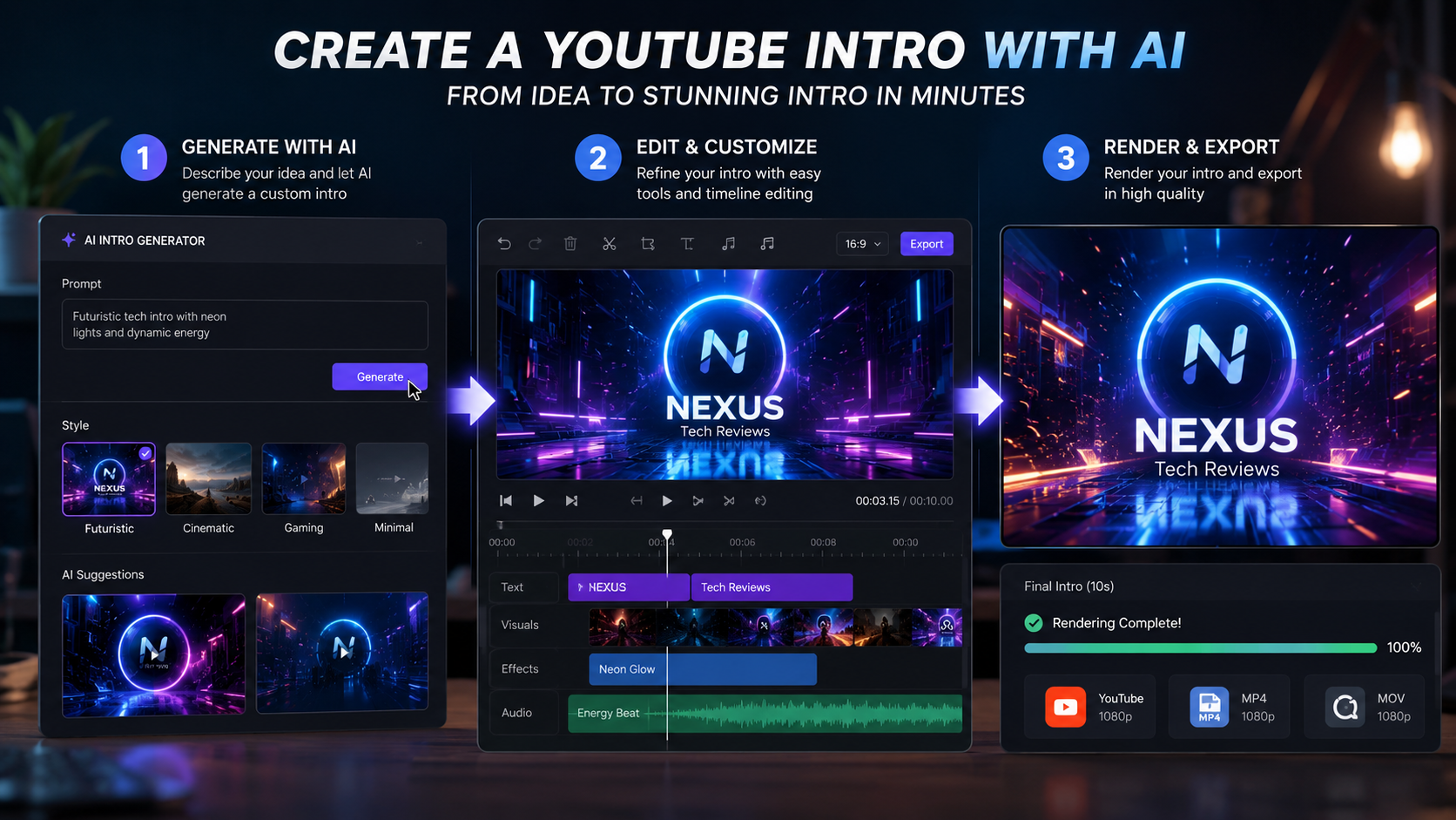 ai video generator for youtube intros workflow
