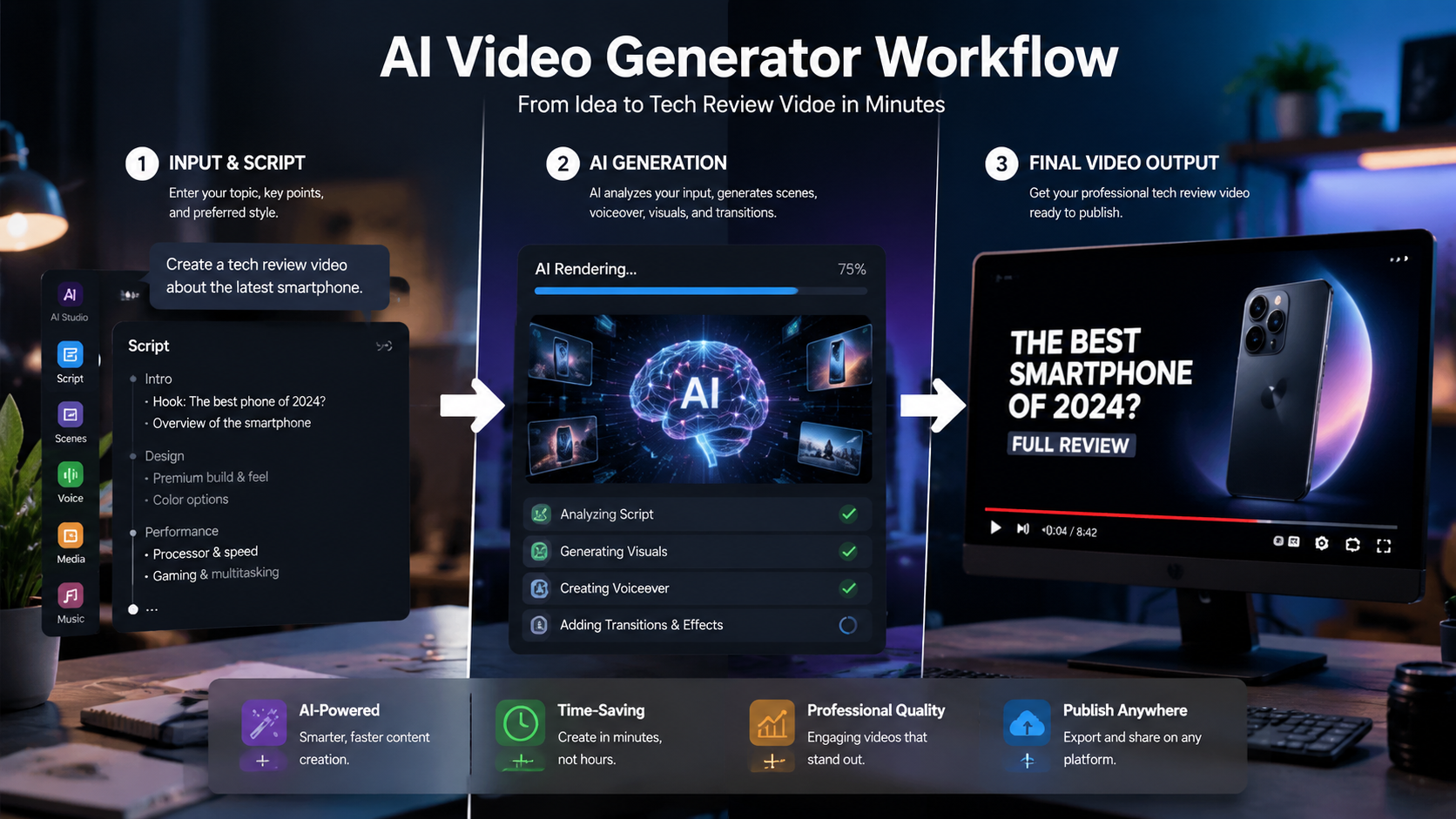 ai video generator for tech reviews workflow