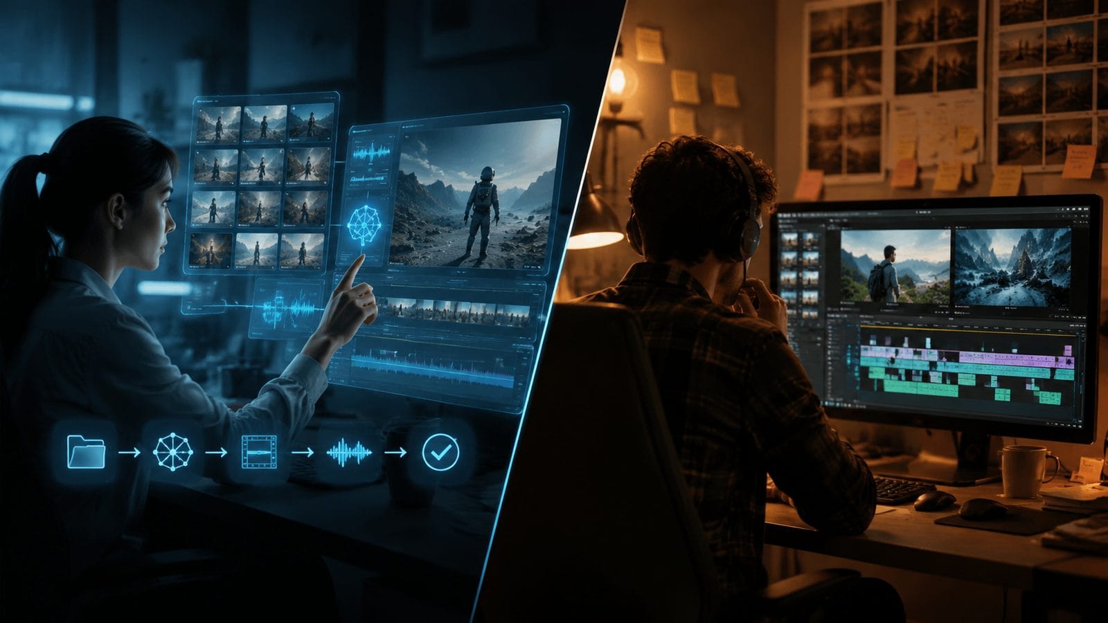 ai video editing vs manual editing comparison workflow