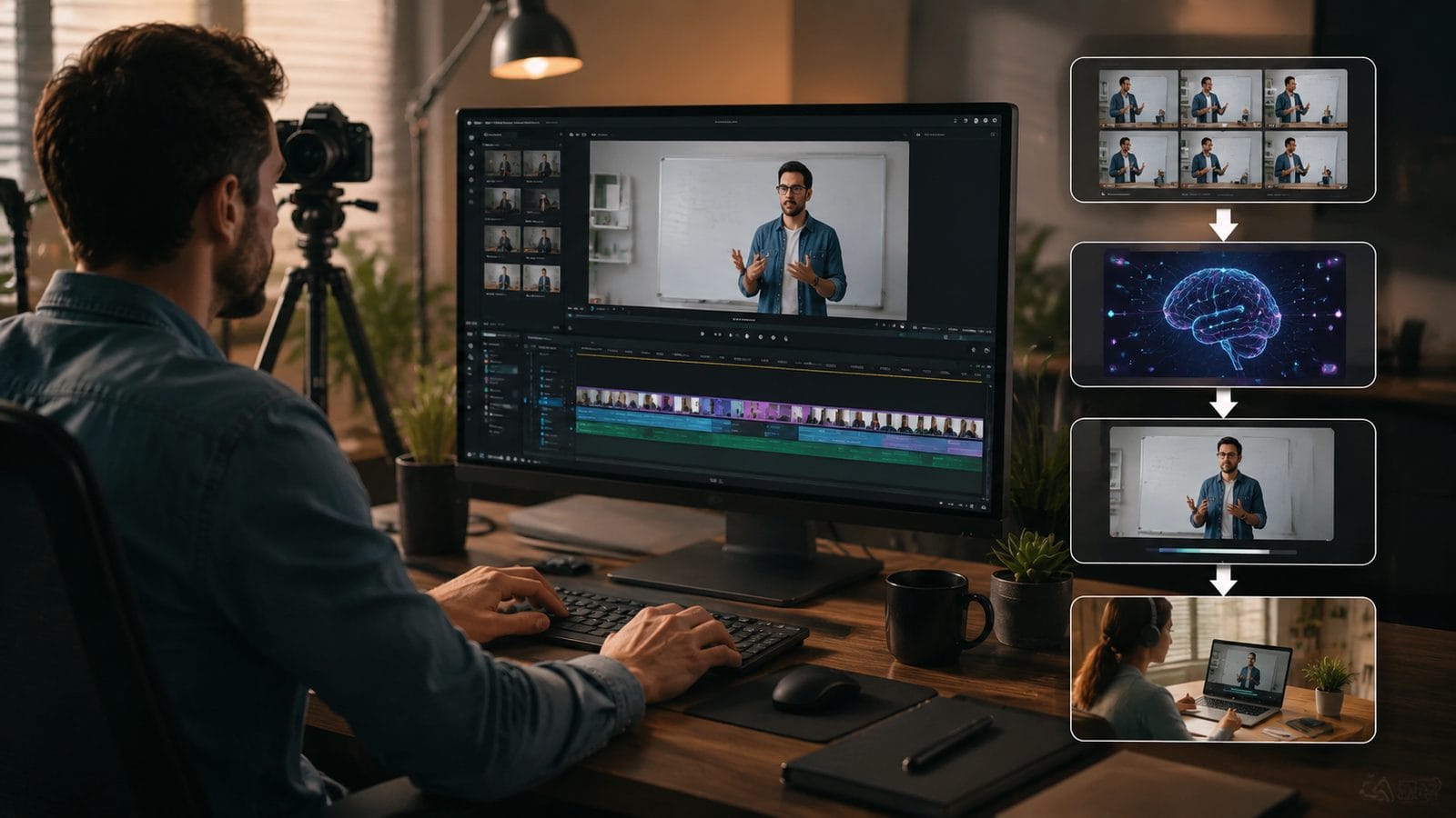 ai video editing for online courses workflow