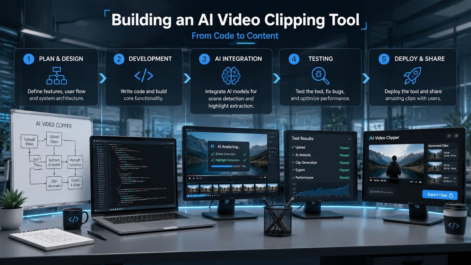 build ai video clipping tool workflow