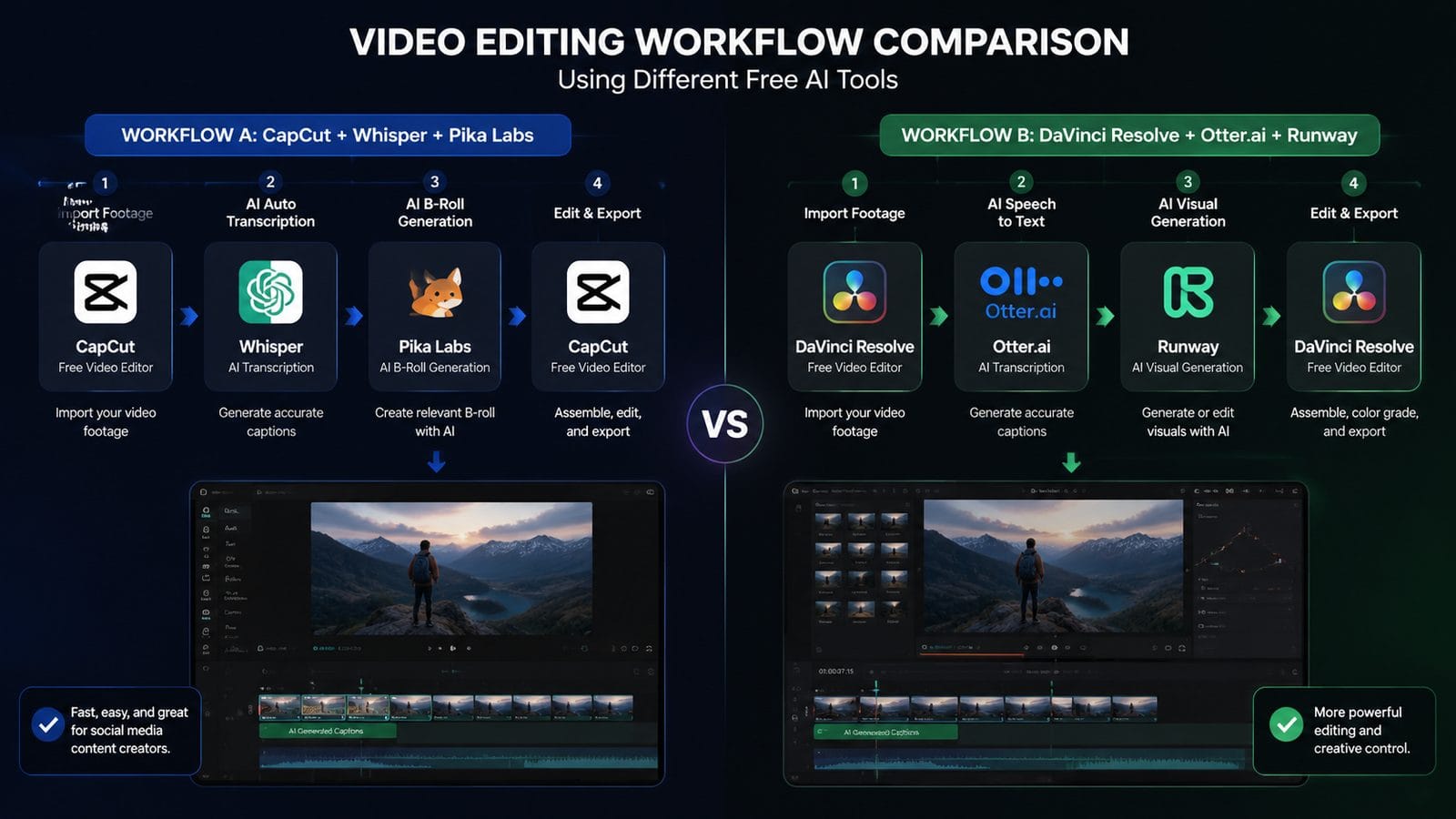 free alternatives to descript video ai workflow