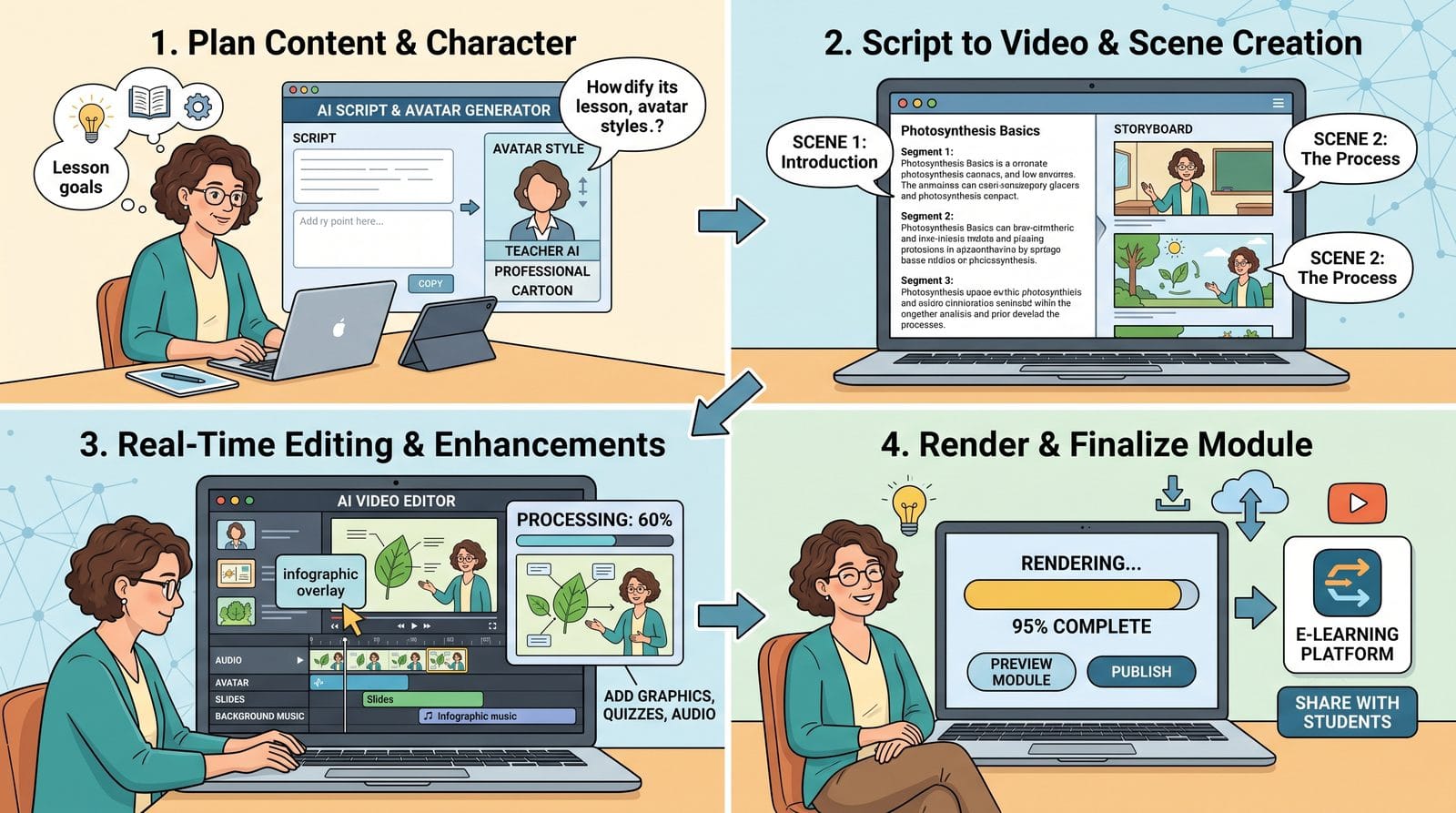 ai video for e-learning courses workflow