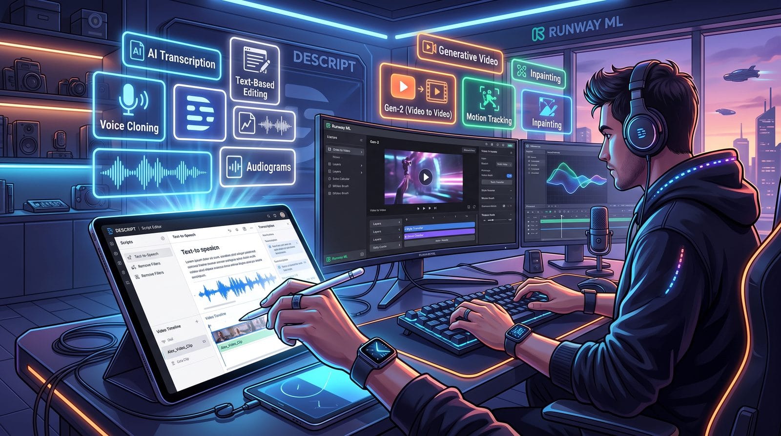 descript vs runway ml for video editing workflow