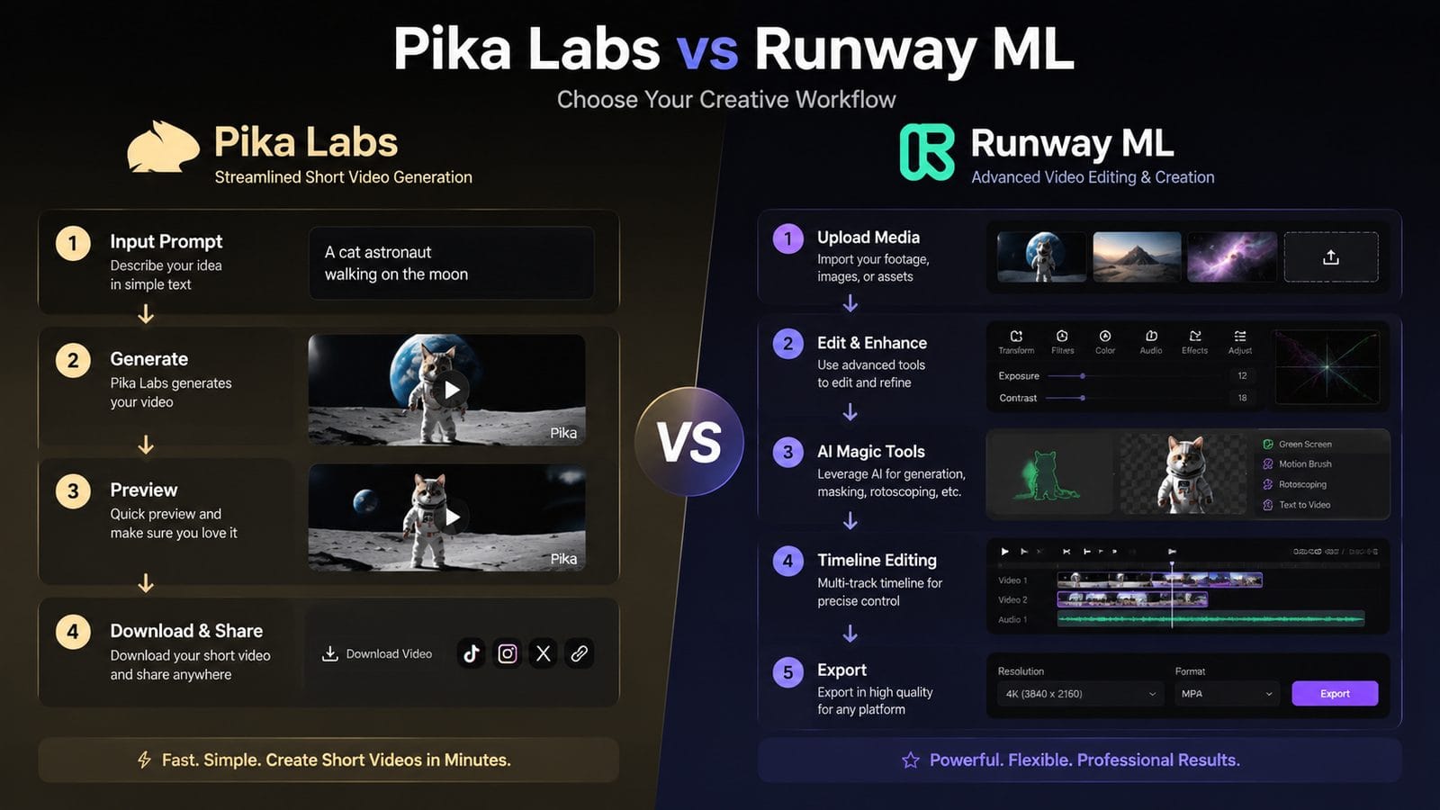 runway ml vs pika labs for short videos workflow