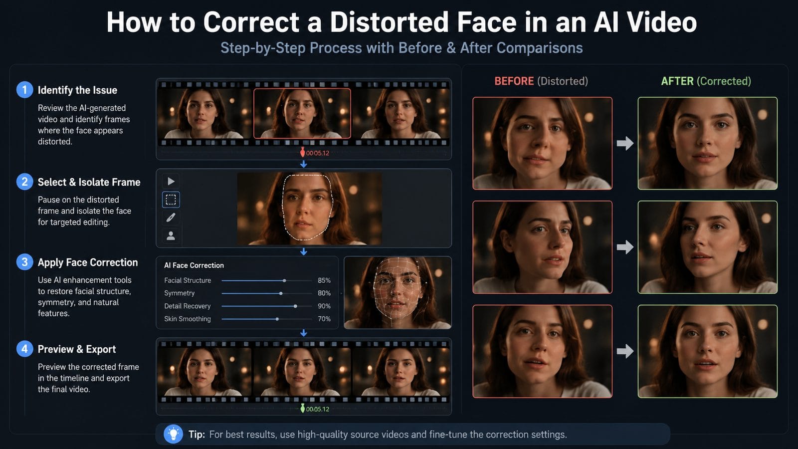 fixing distorted faces in ai generated videos workflow