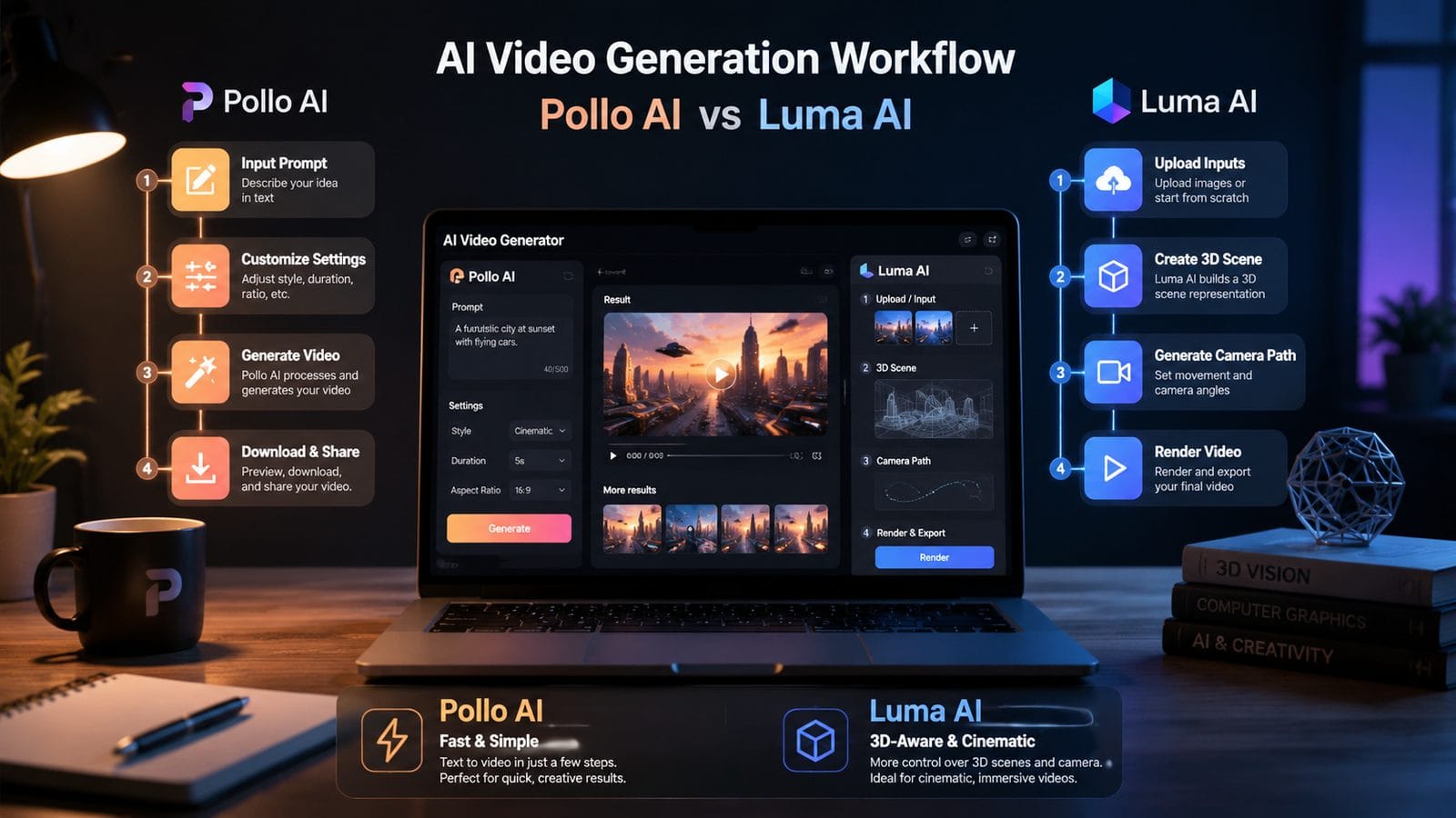 pollo ai vs luma ai comparison workflow