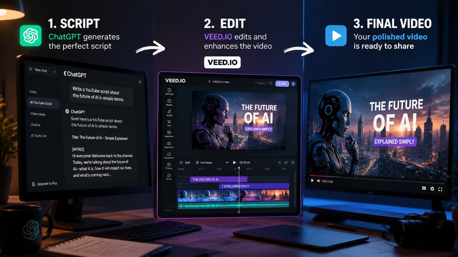 chatgpt + veed.io content workflow workflow