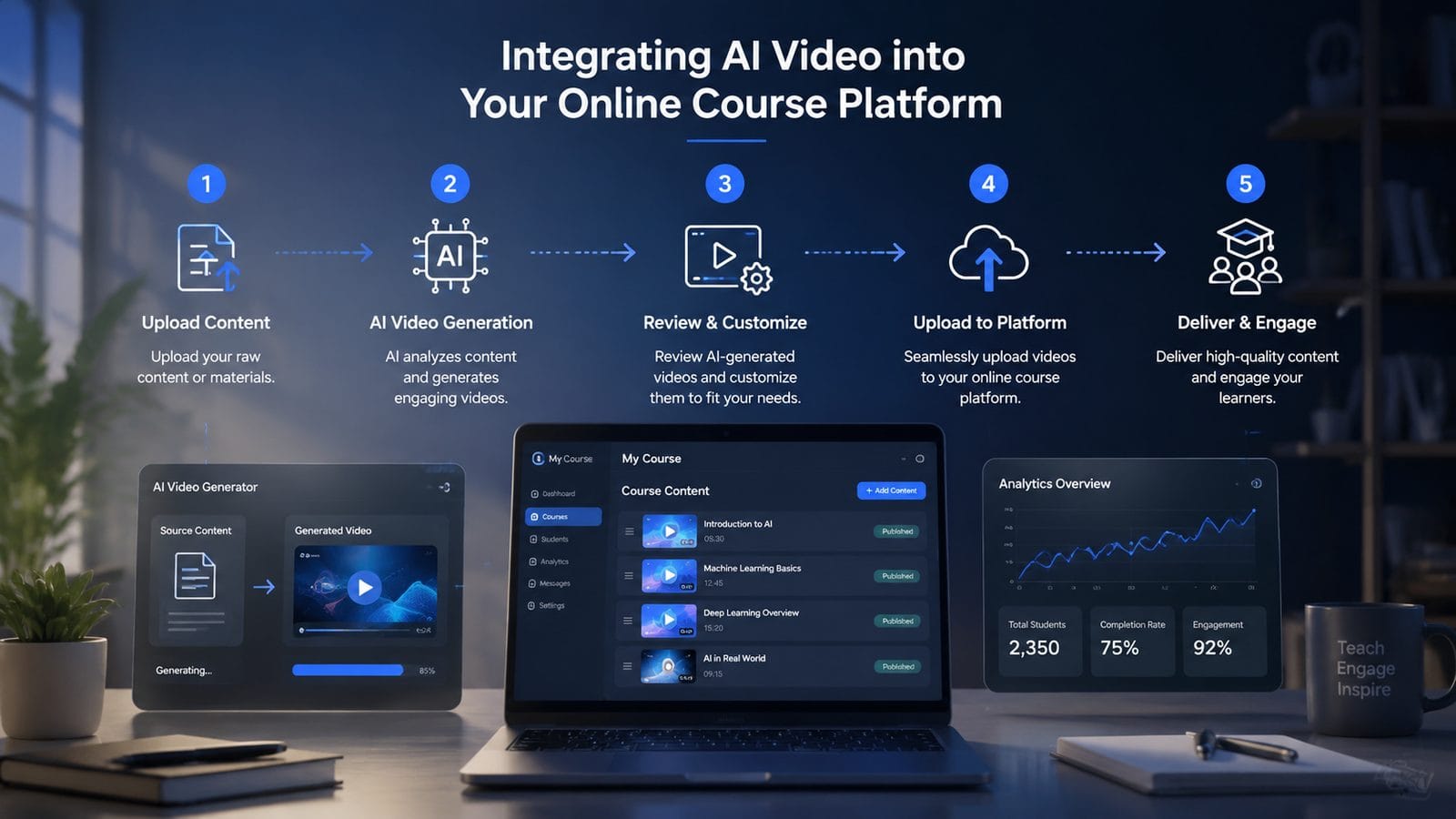 ai video applications for online courses workflow
