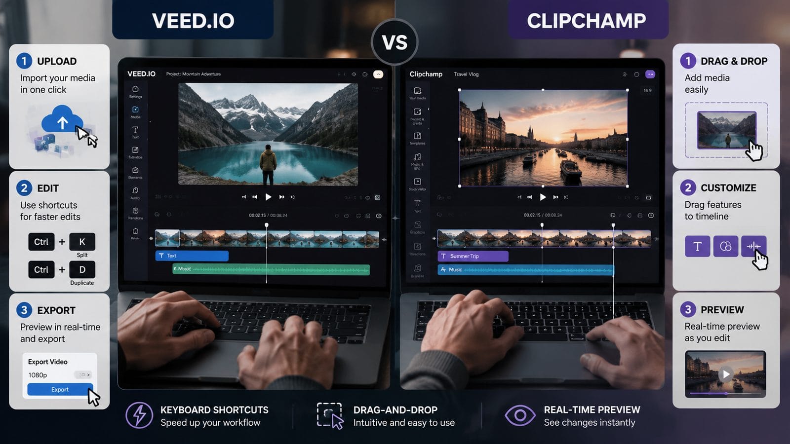 veed io vs clipchamp for quick edits workflow