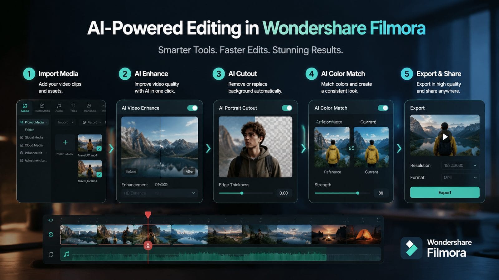 wondershare filmora ai video editor workflow