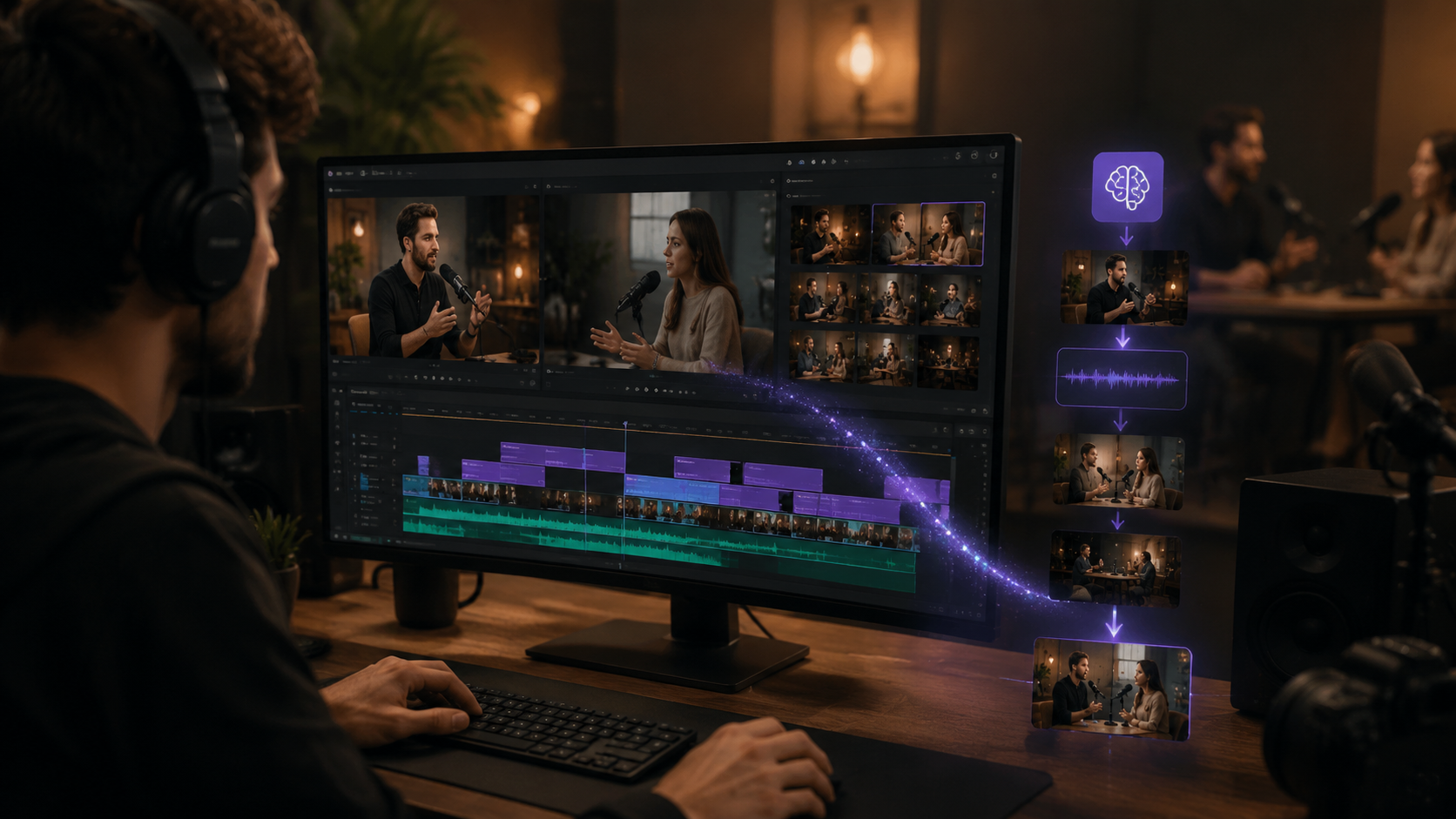 ai video editing for podcast visuals workflow