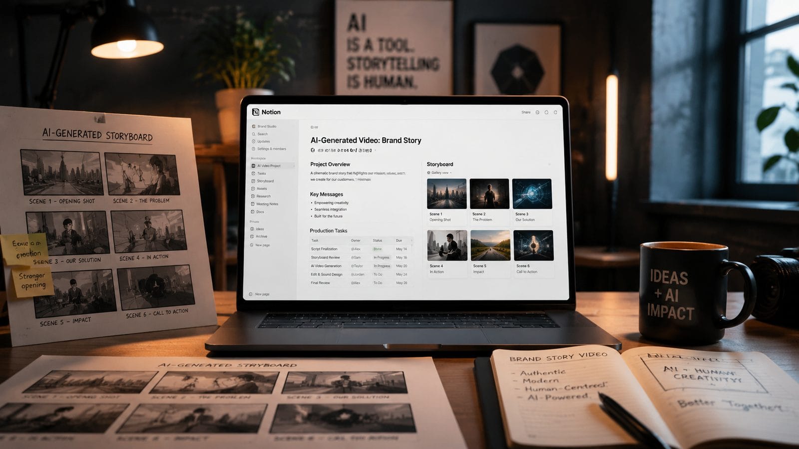 Illustration: notion + ai video planning workflow