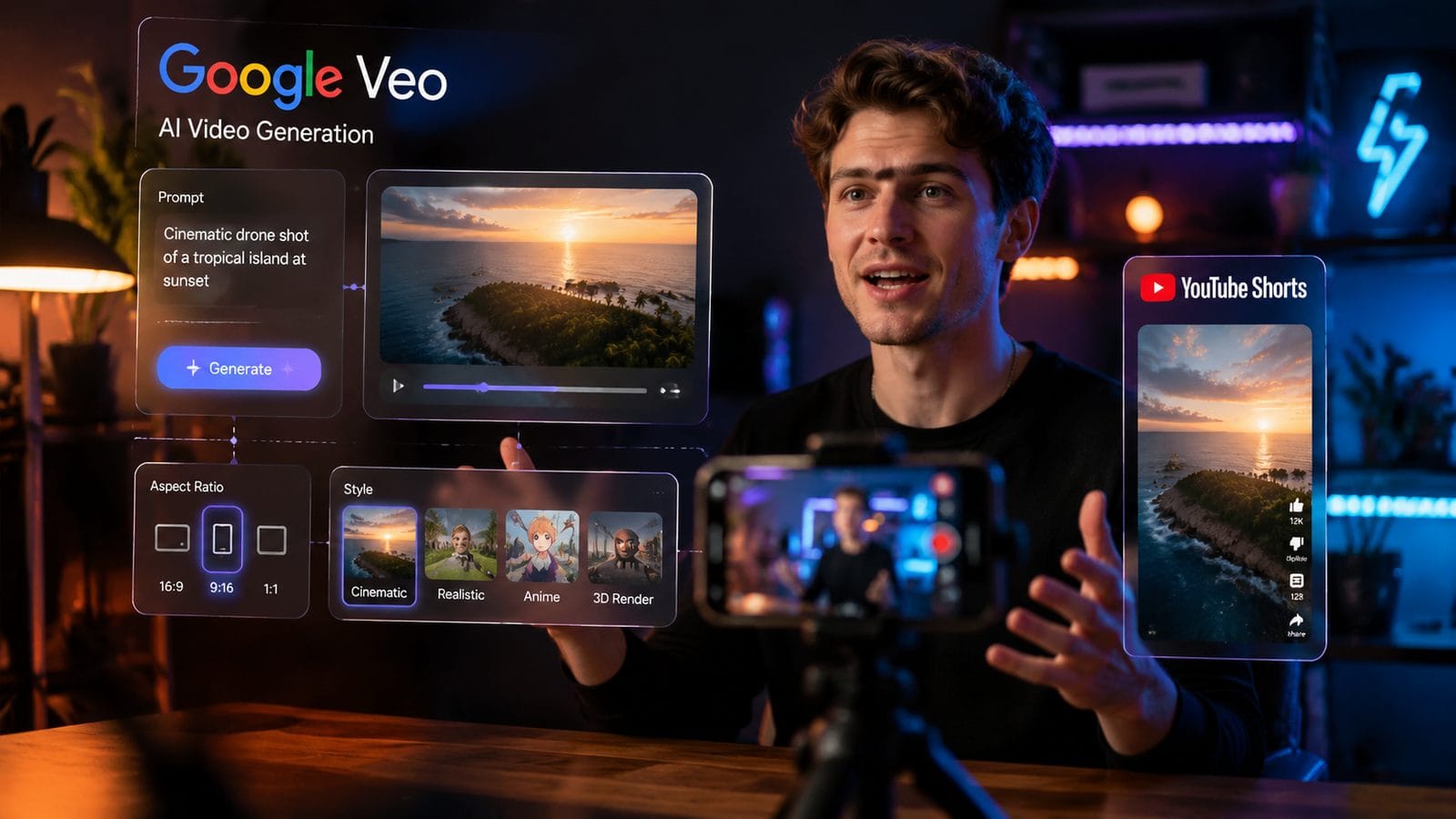 Illustration: google veo youtube shorts