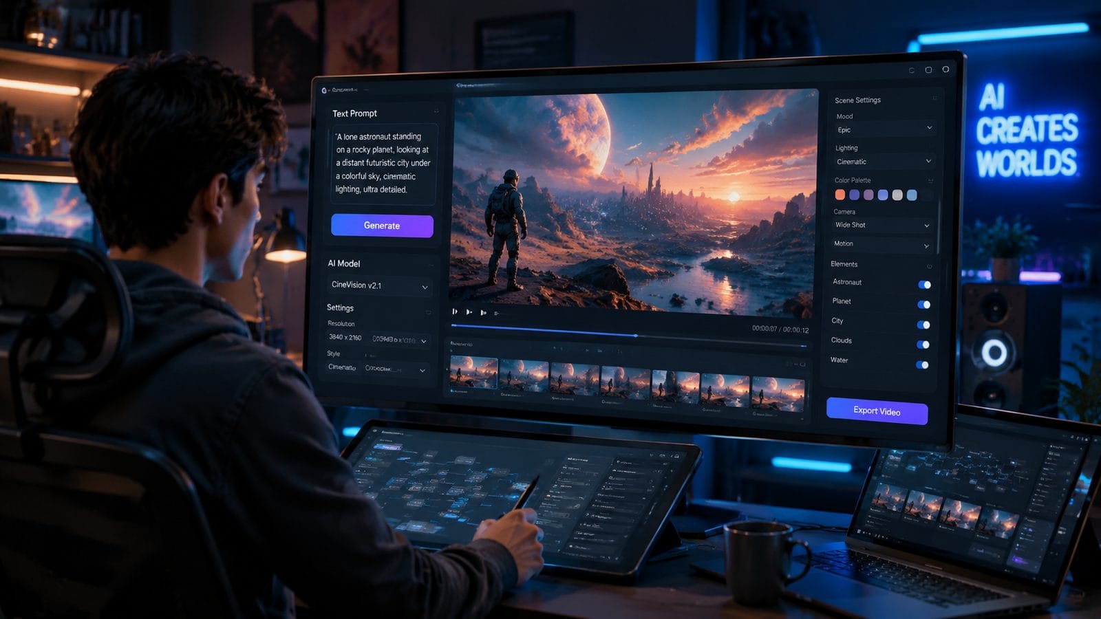 Illustration: text-to-video ai content creation